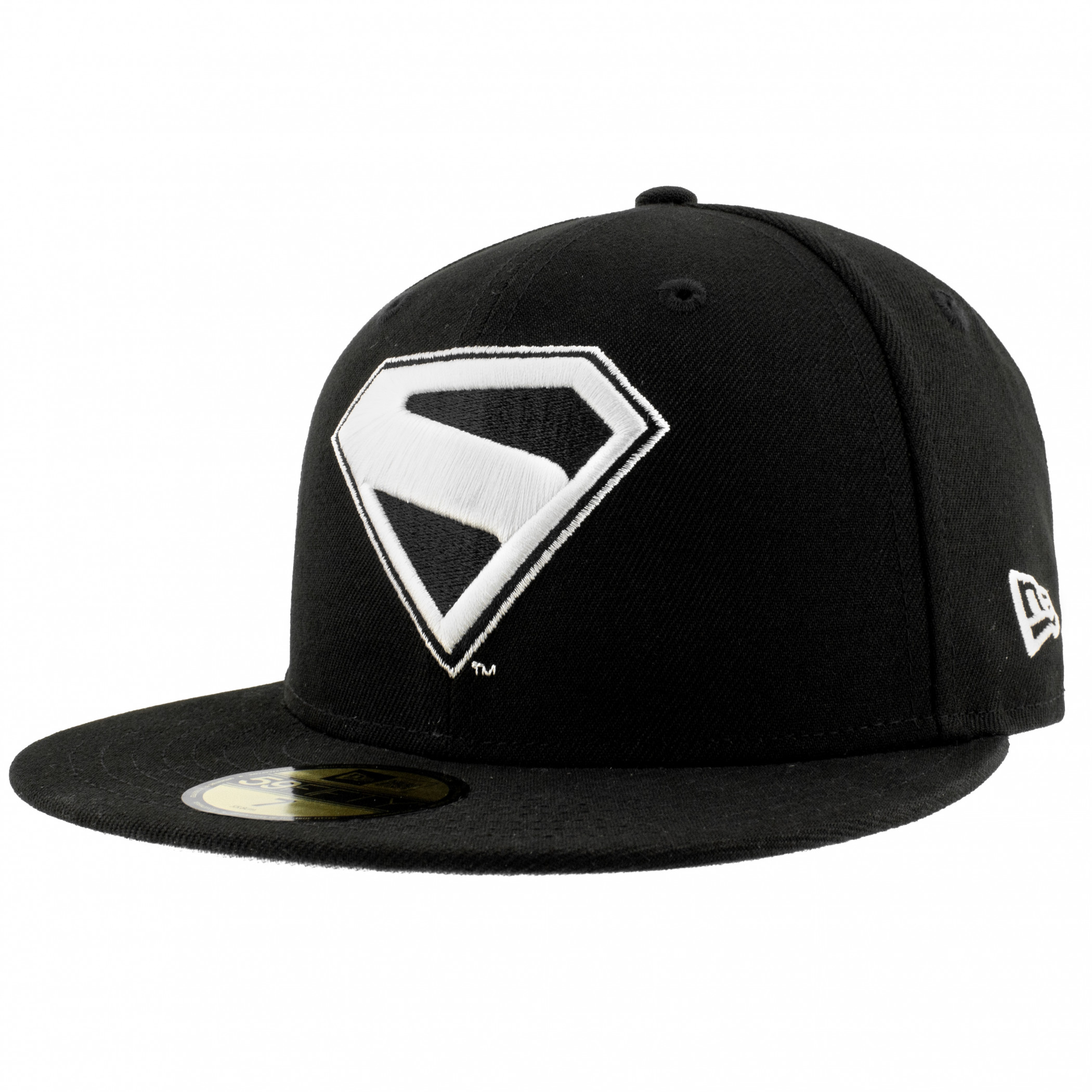 Superman James Gunn Logo Black & White New Era 59Fifty Fitted Hat, Black