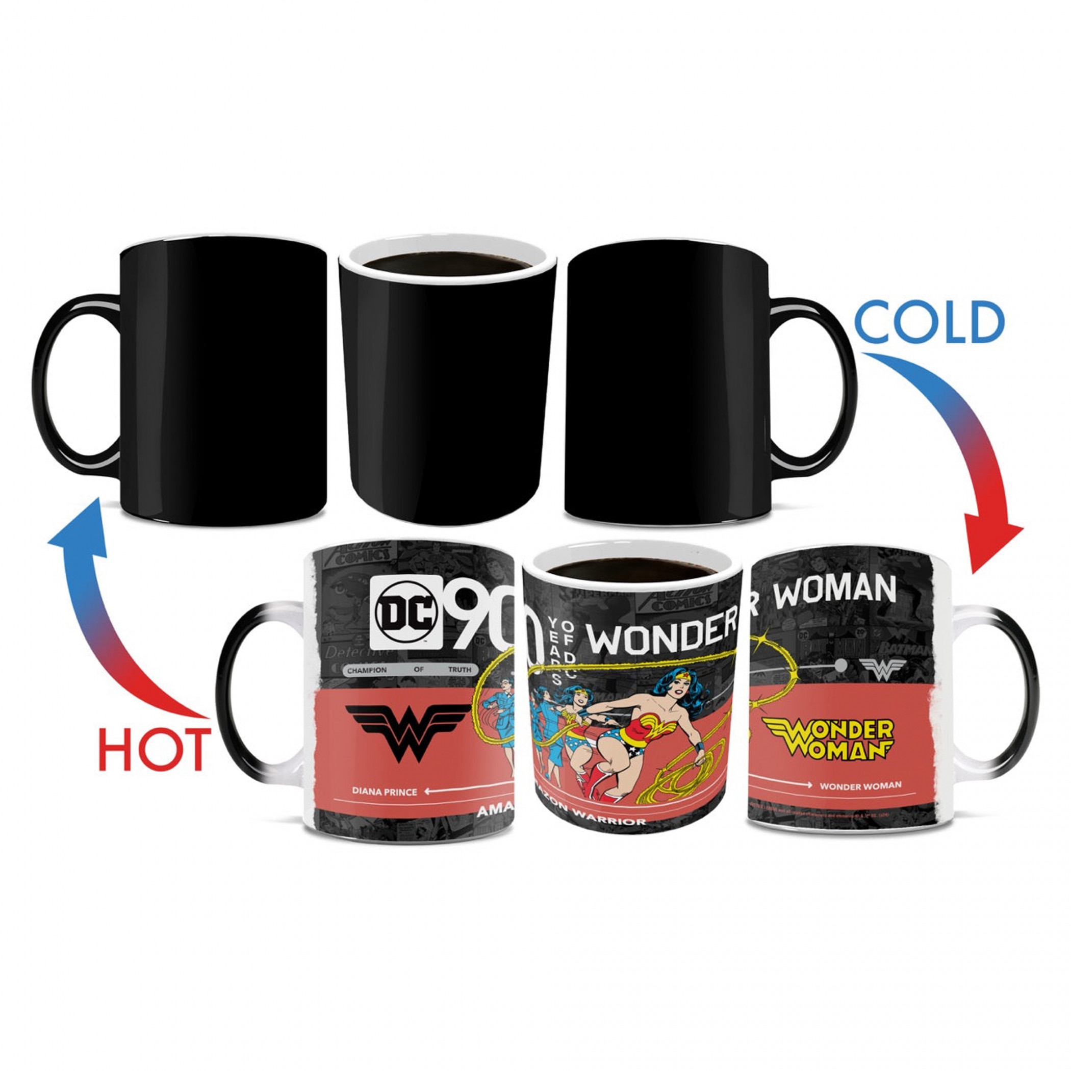 Wonder Woman DC 90th Morphing Mugs Heat Change Mug, Multi-Color