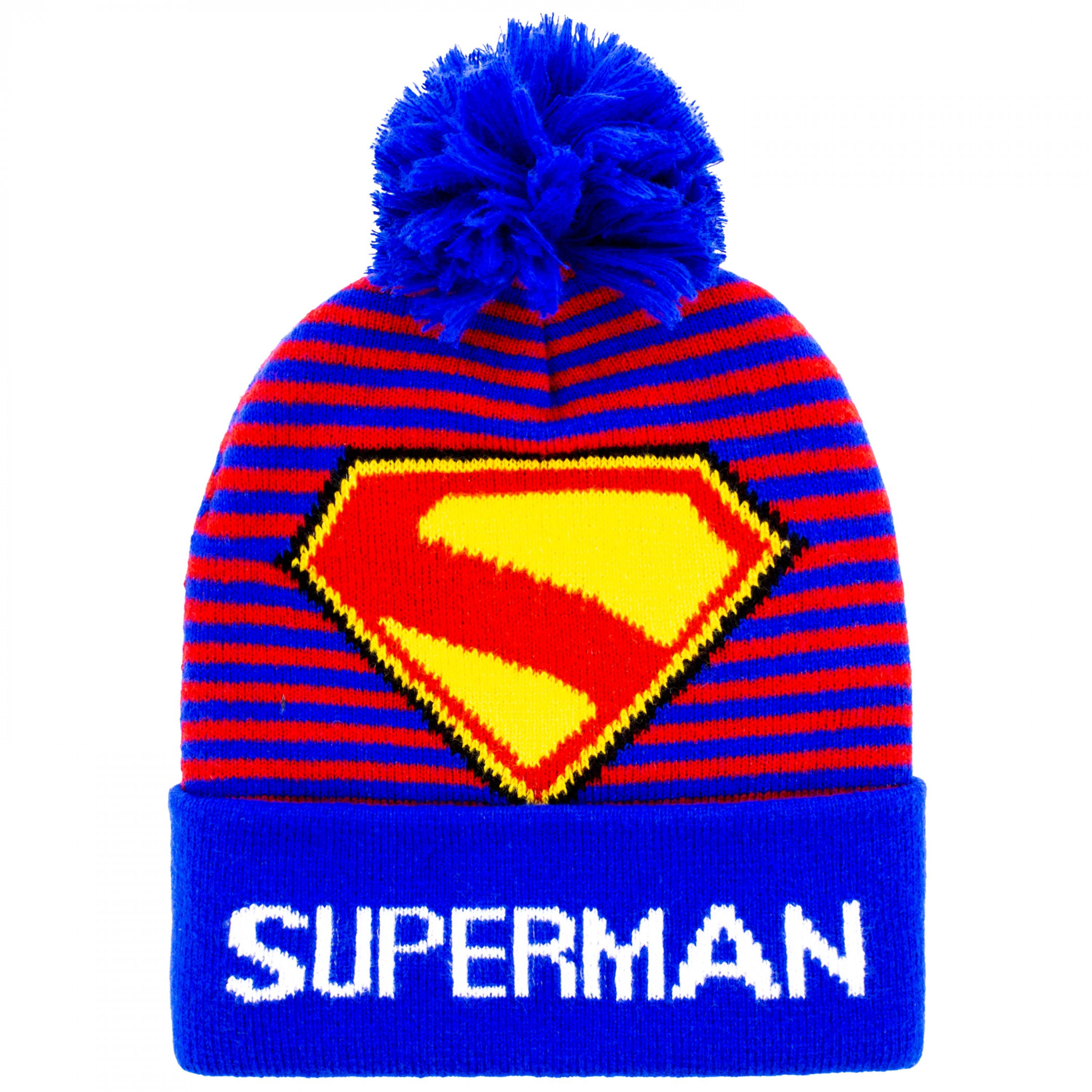 Superman James Gunn Logo Youth Pom Cuffed Beanie, Multi-Color