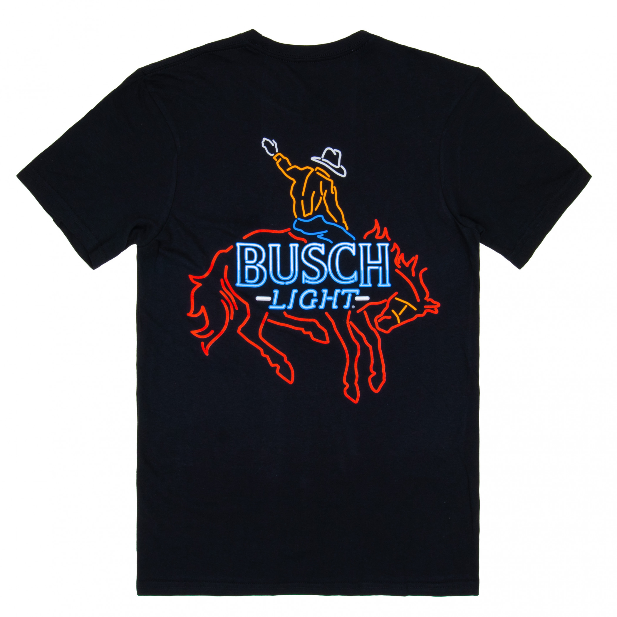Busch Light Neon Cowboy Front and Back Print T-Shirt