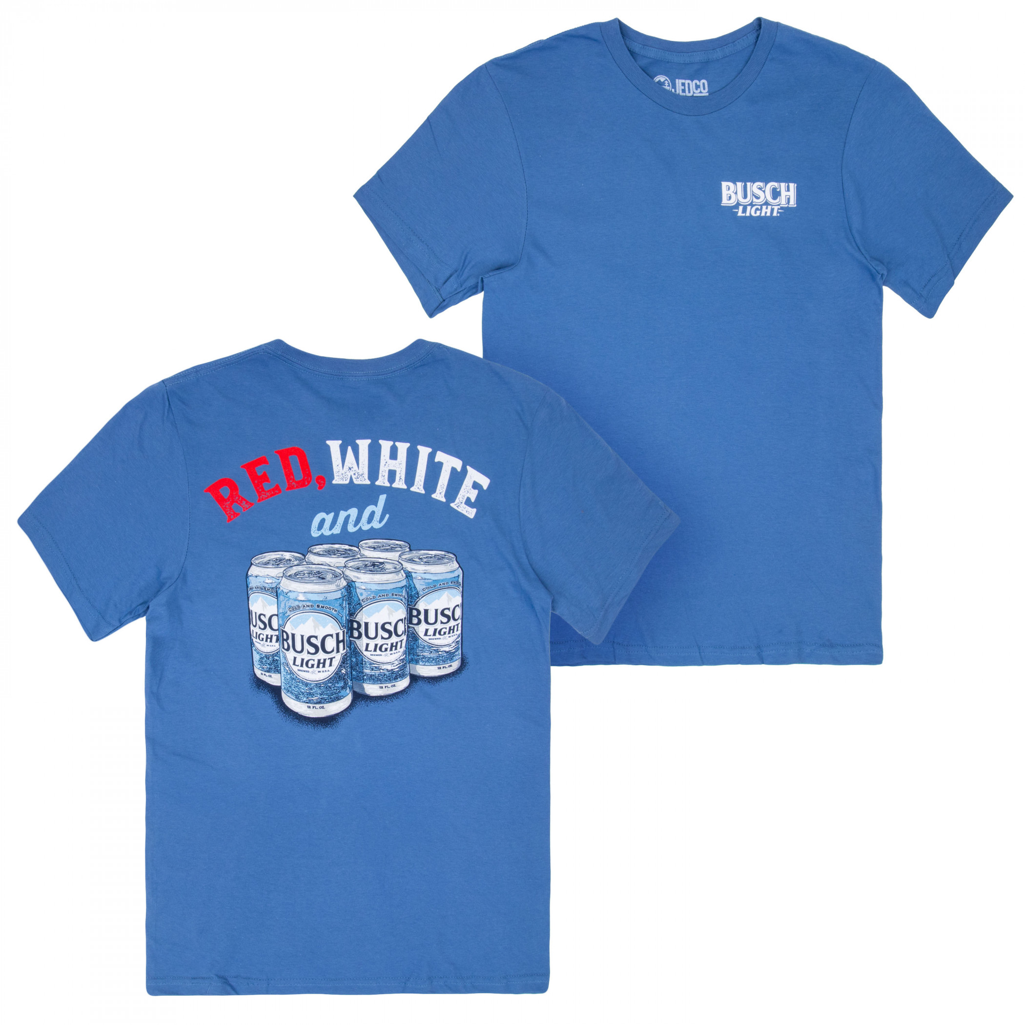 Busch Light Red  White and Busch Front and Back Print T-Shirt