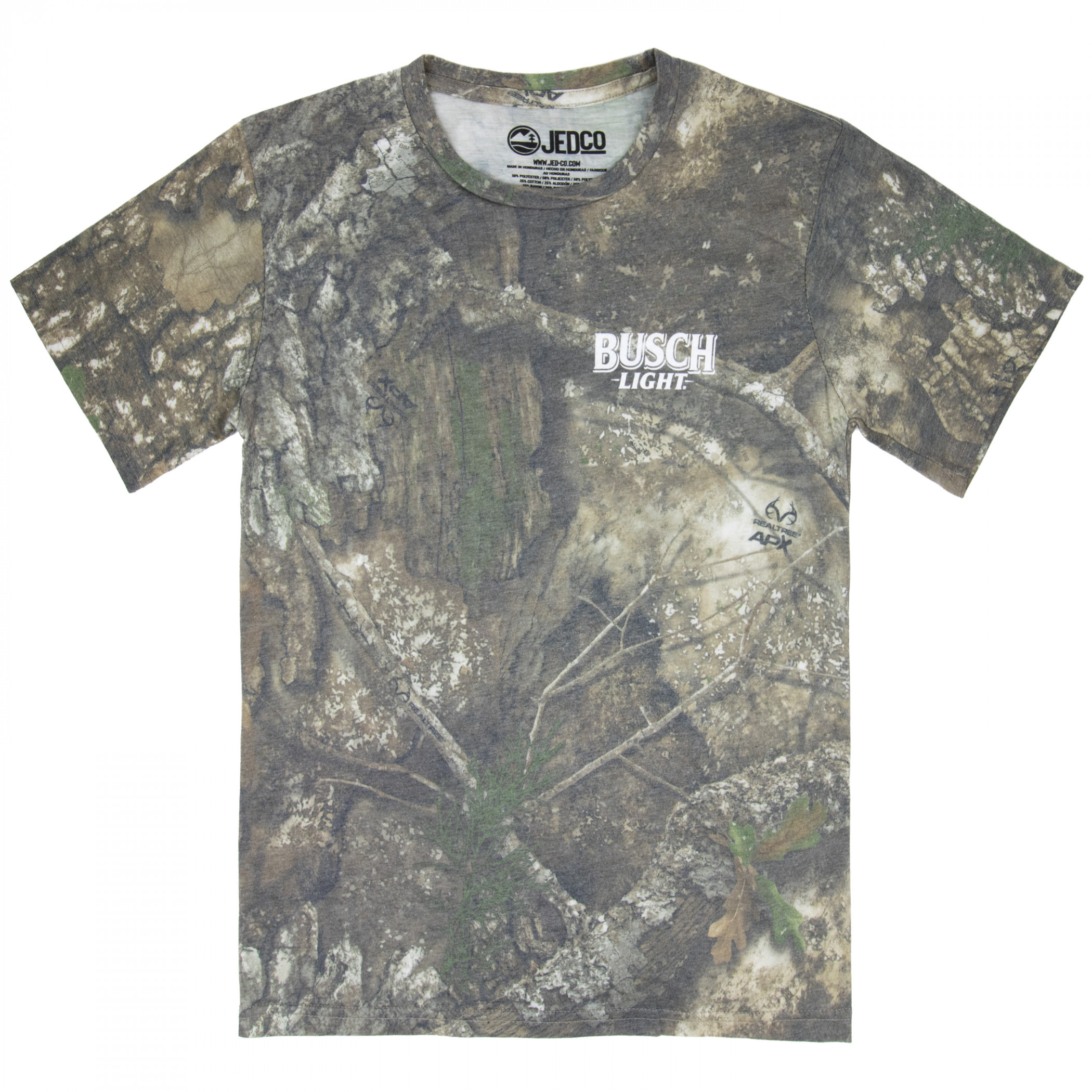Busch Light Camo Blaze Washed Camo Front and Back Print T-Shirt