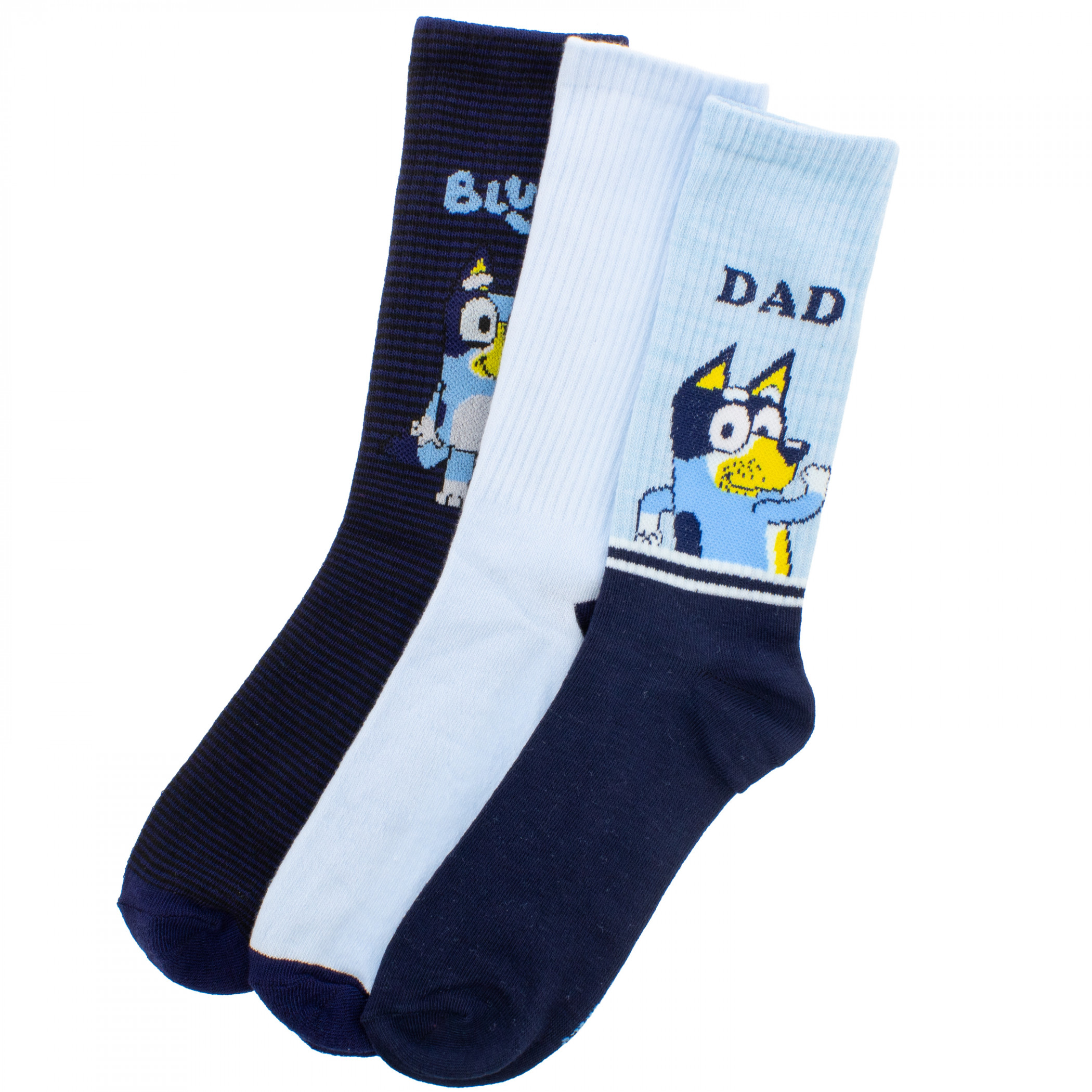 Bluey 3-Pack Mixed Graphics Adult Crew Socks, Multi-Color