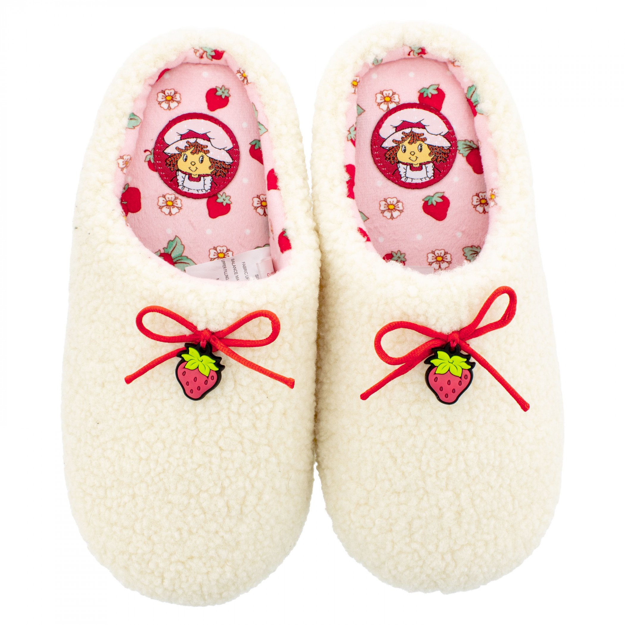 Strawberry Shortcake Women's Slippers with Bows, White