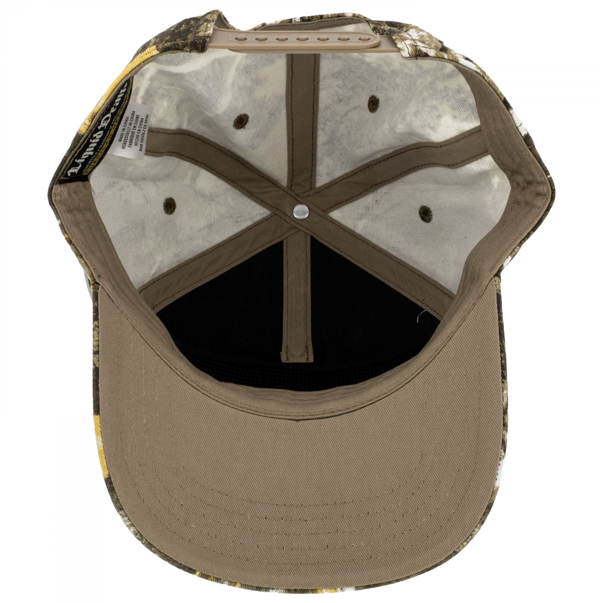 Liquid Death Logo on Camo Roscoe Hat