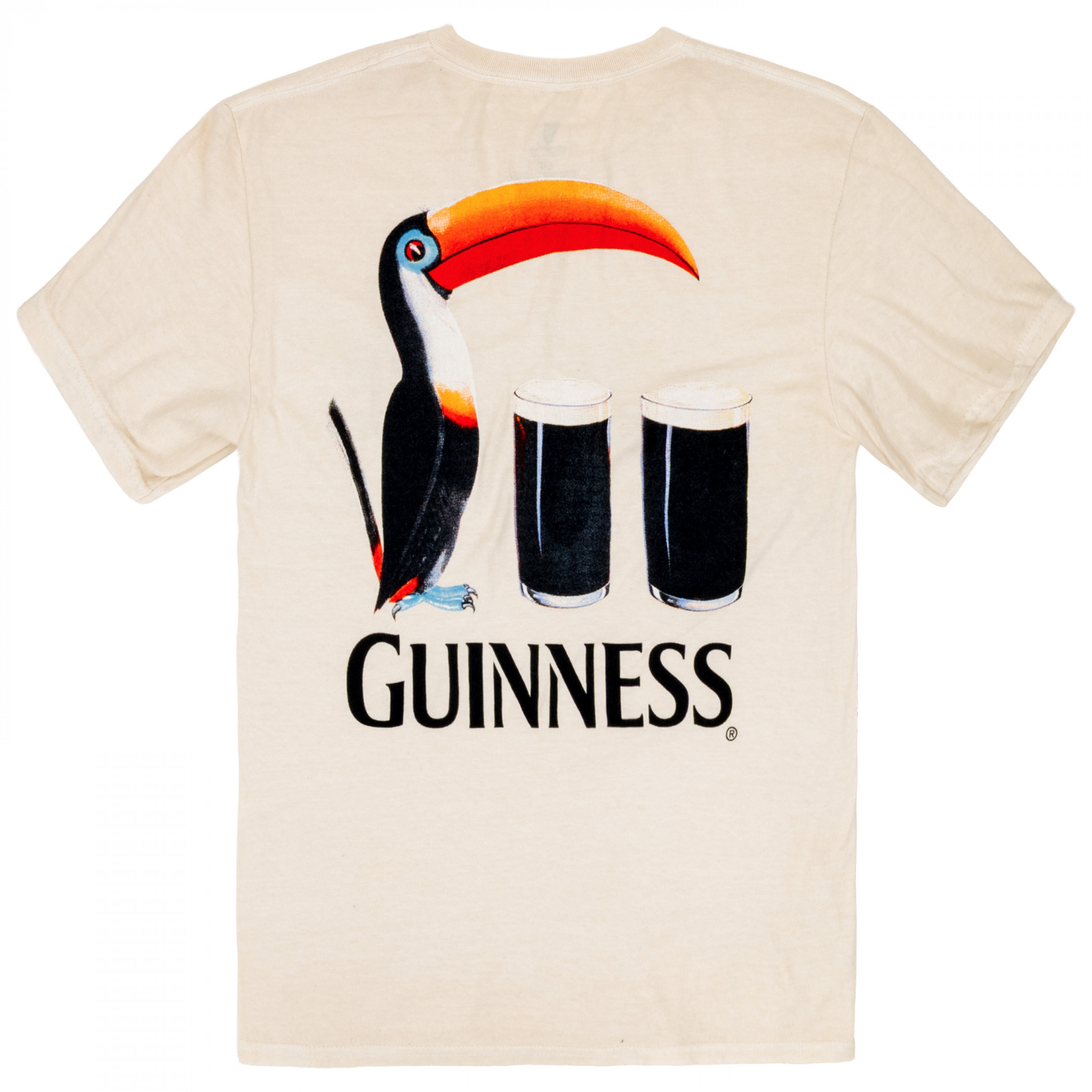 Guinness Toucan Two Pints Mineral Wash Front and Back Print T-Shirt