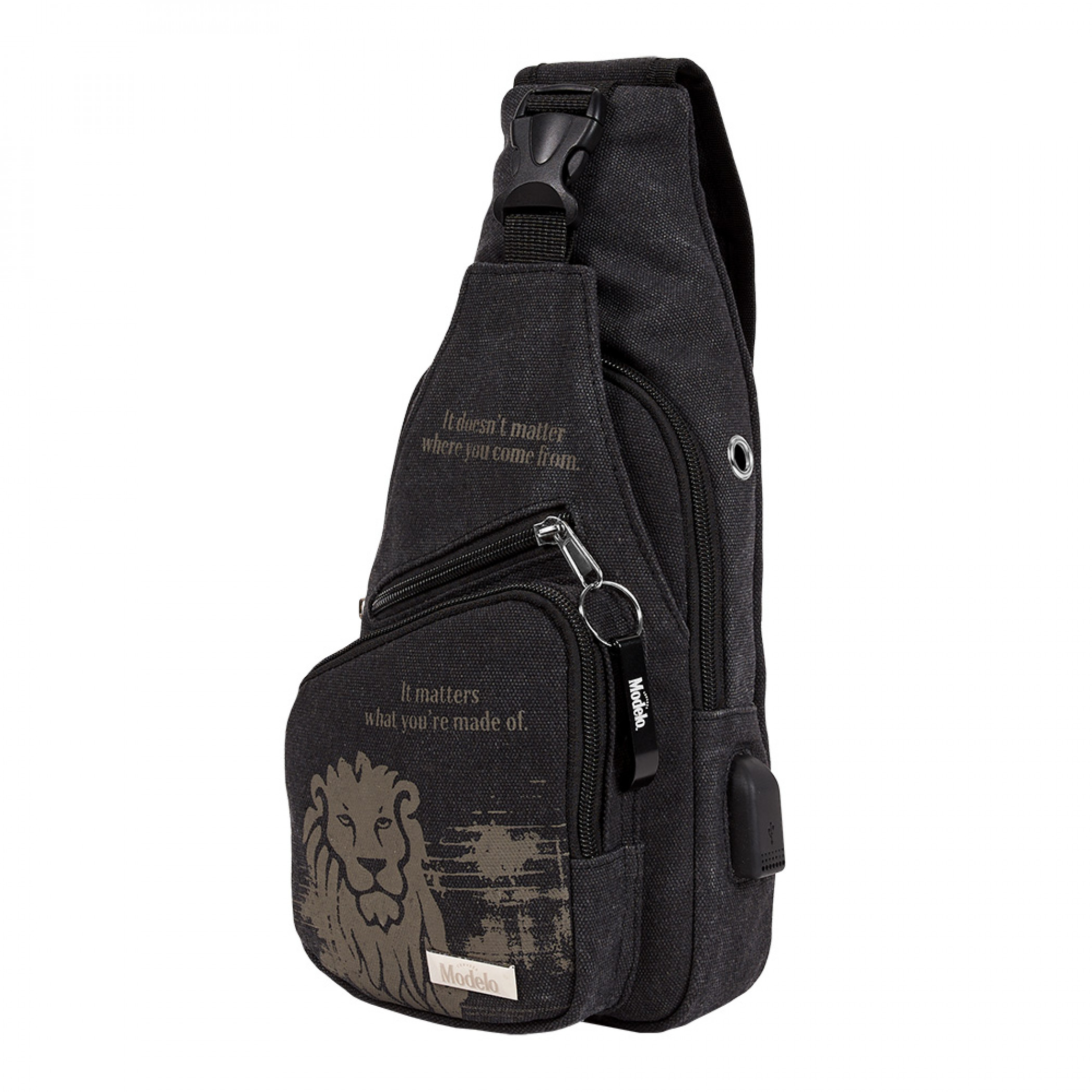Modelo Black Lion Crossbody Bag with Bottle Opener