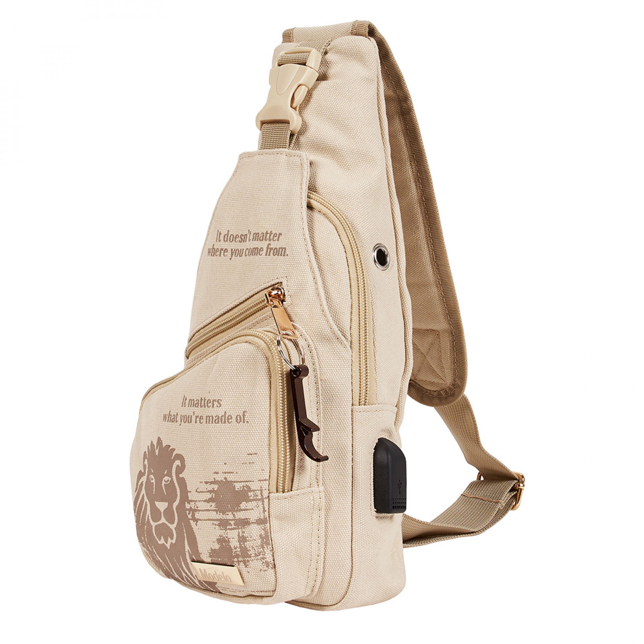 Modelo Tan Lion Crossbody Bag with Bottle Opener
