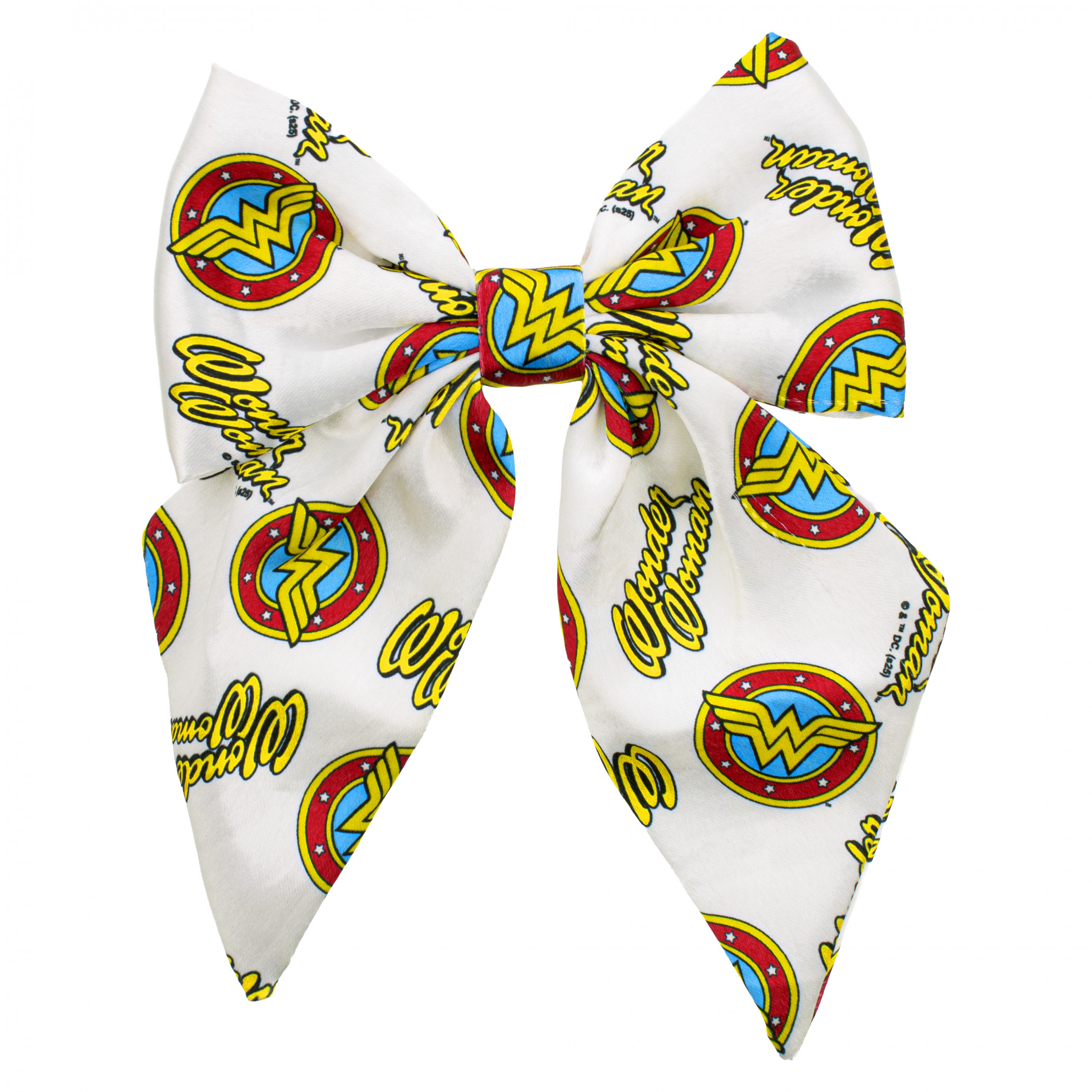 Wonder Woman Logo Pattern 7.5' Hair Bow, White