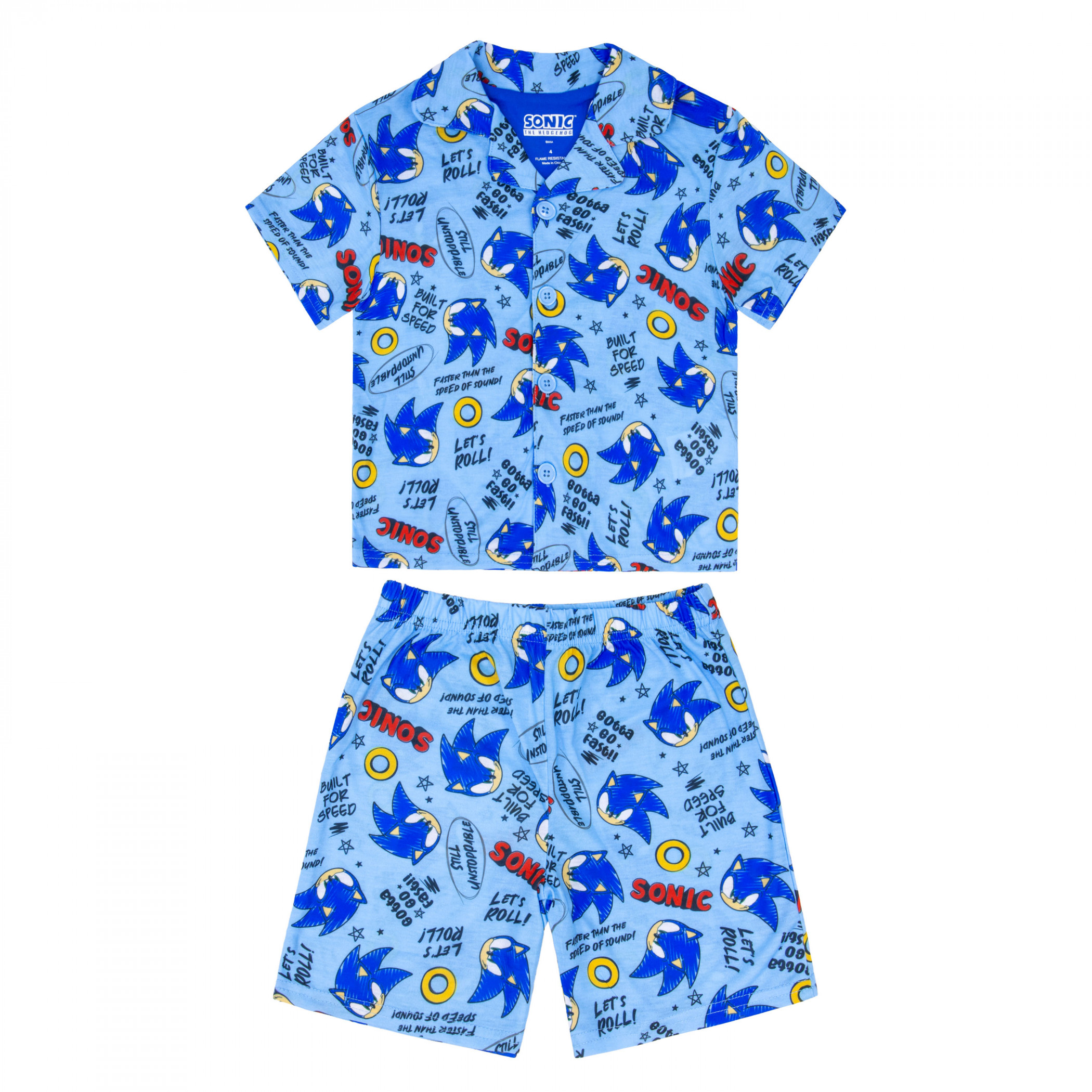 Sonic The Hedgehog Gotta Go Fast Boy's Pajama Set, Blue
