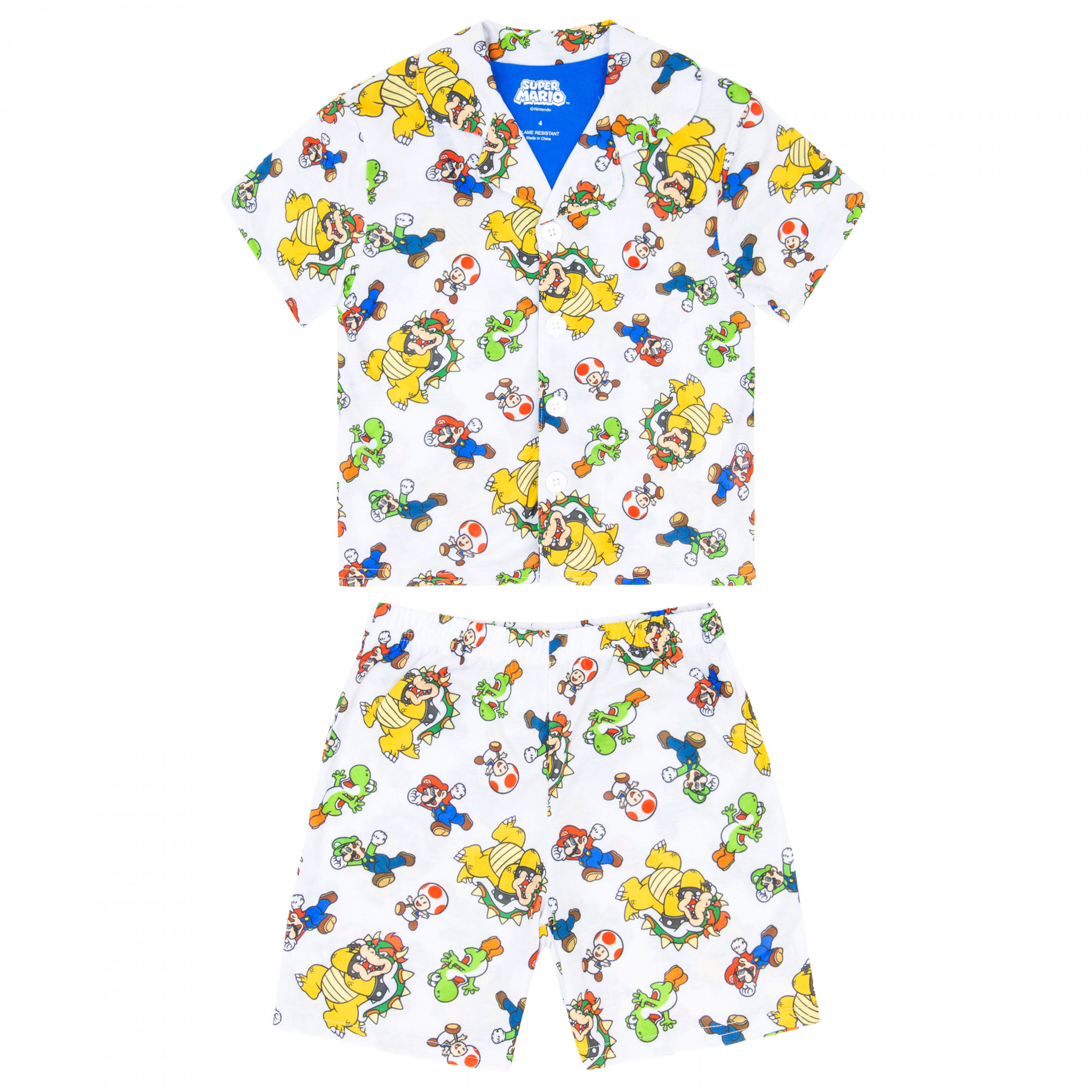 Super Mario Bros. Character Collage Boy's Pajama Set, White