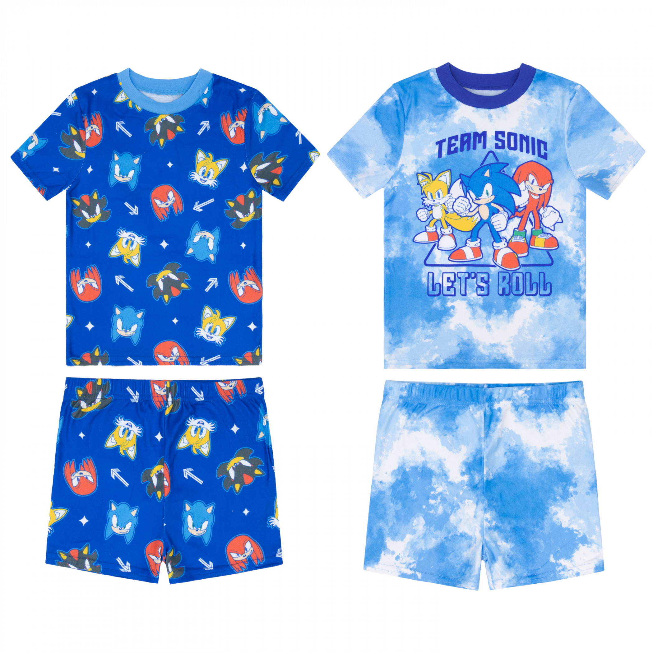 Sonic the Hedgehog Let's Roll Boy's 4-Piece Pajama Set, Blue