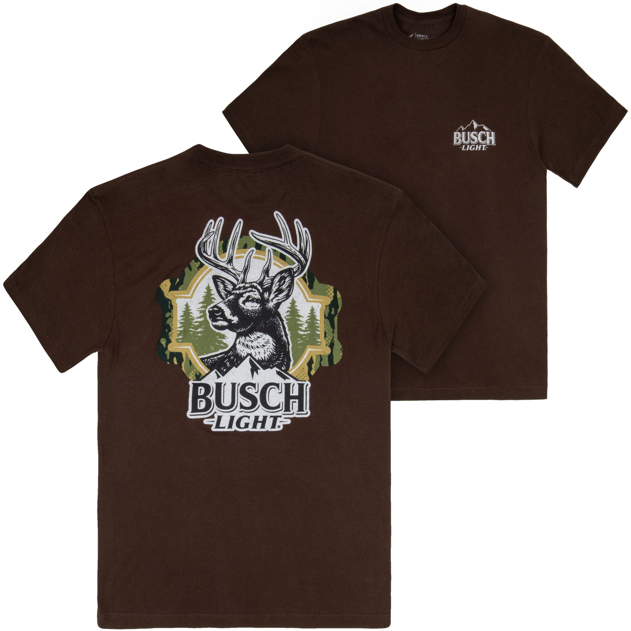 Busch Light Hunting Can Art Deer Overlook Front Back Print T-Shirt