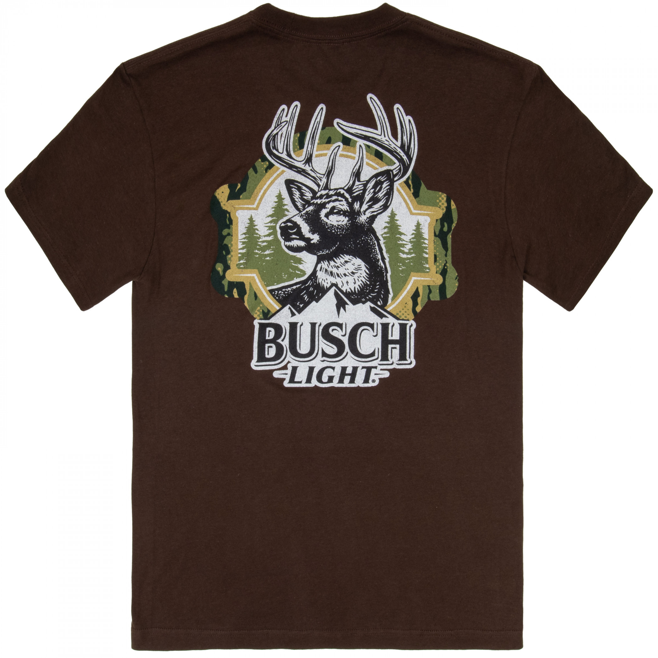 Busch Light Hunting Can Art Deer Overlook Front Back Print T-Shirt