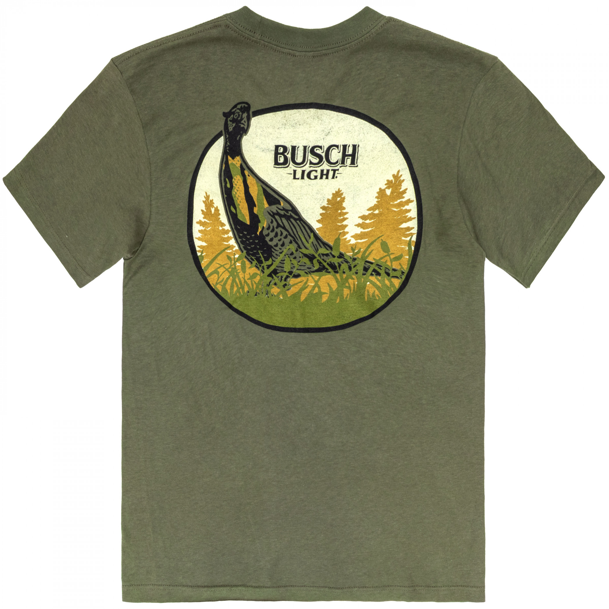 Busch Light Hunting Can Art Pheasant Frame Front Back Print T-Shirt