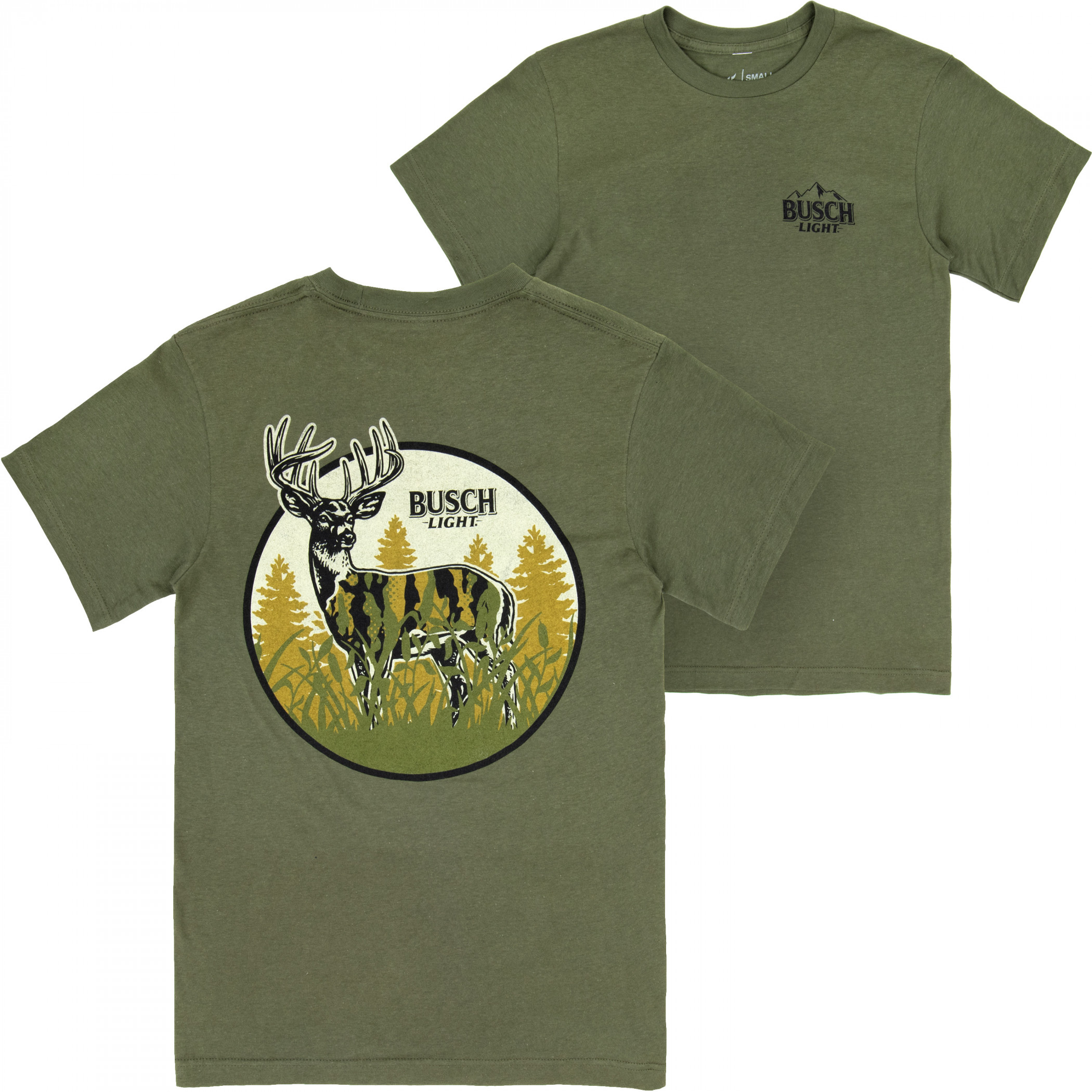 Busch Light Hunting Can Art Deer Frame Front and Back Print T-Shirt