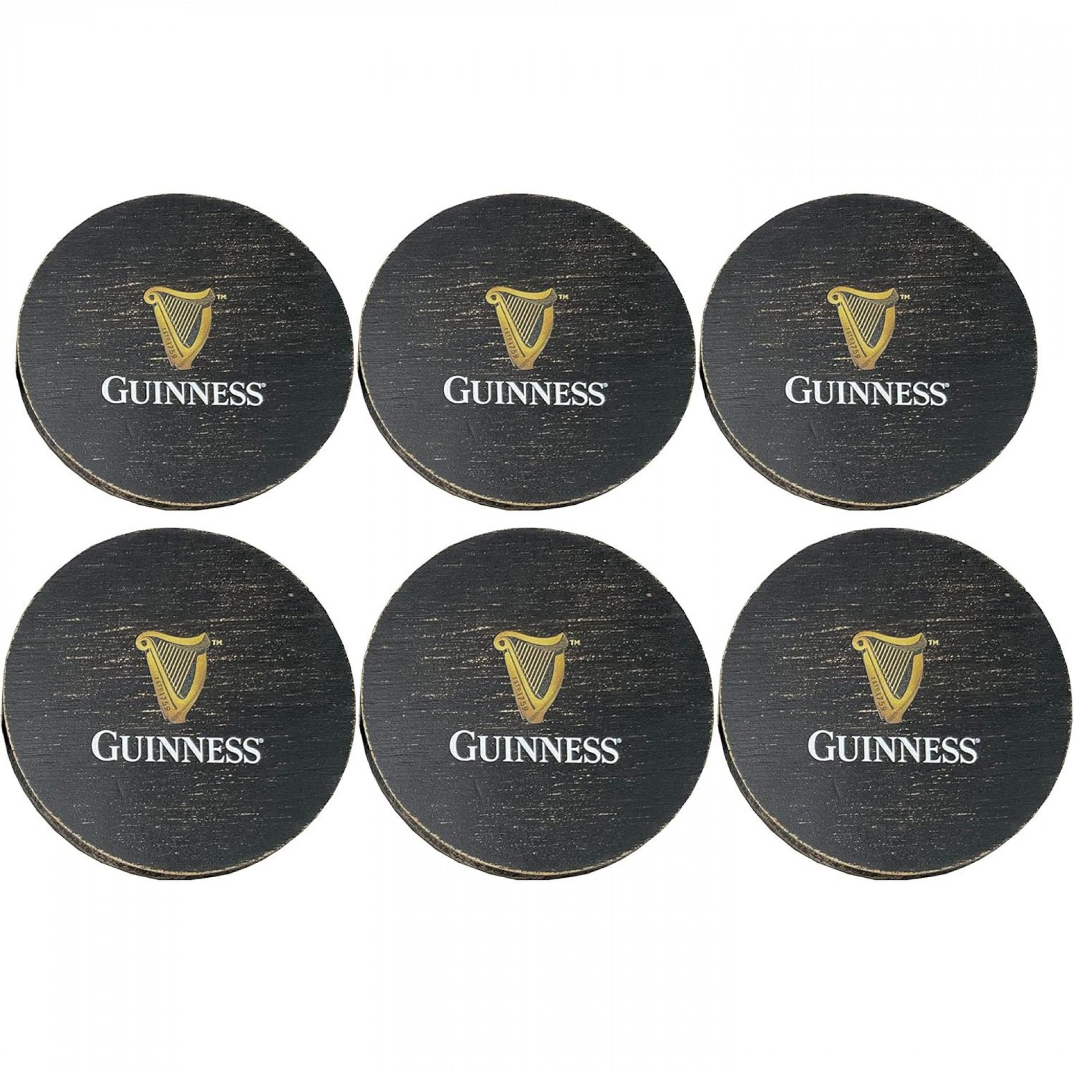 Guinness Beer Wooden Coaster Set with Holder - 6 Pack