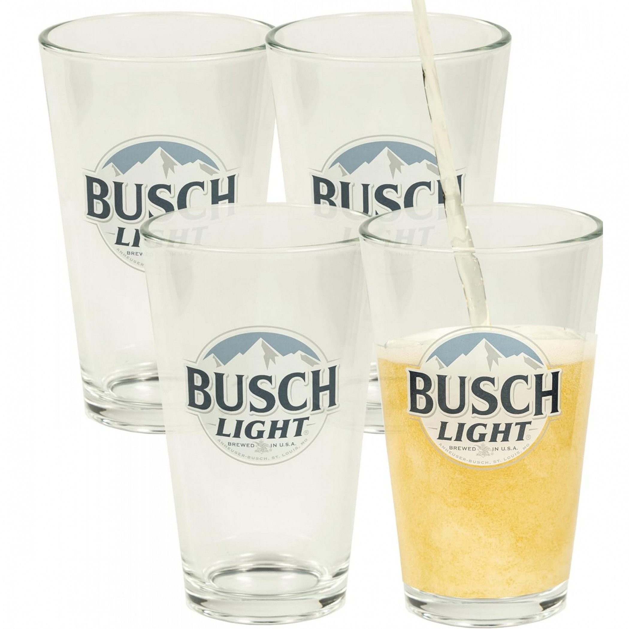 Busch Light Logo 4-Pack 16oz Pint Glass Set
