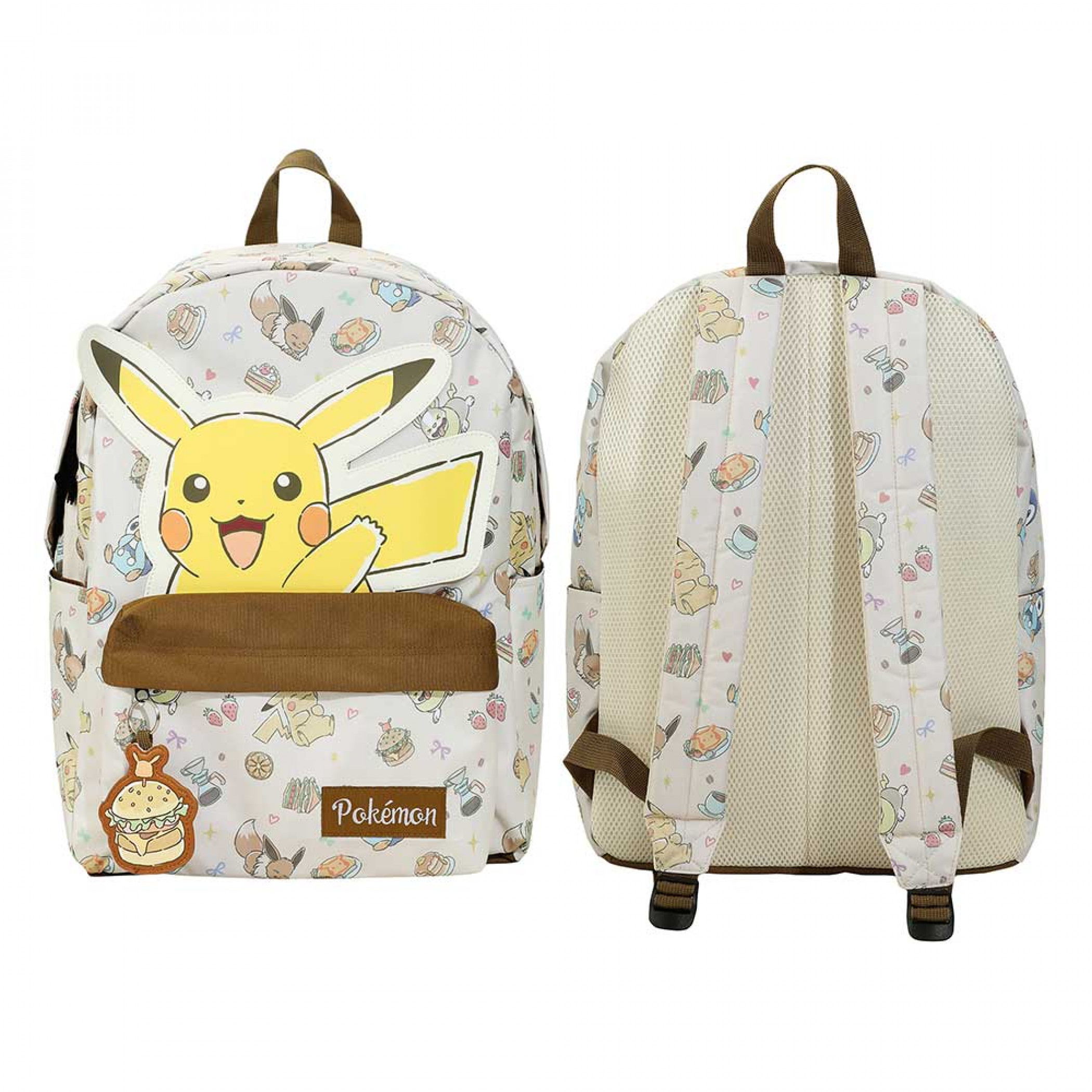 Pokemon Pikachu Eevee Piplup and Yamper Backpack, Beige