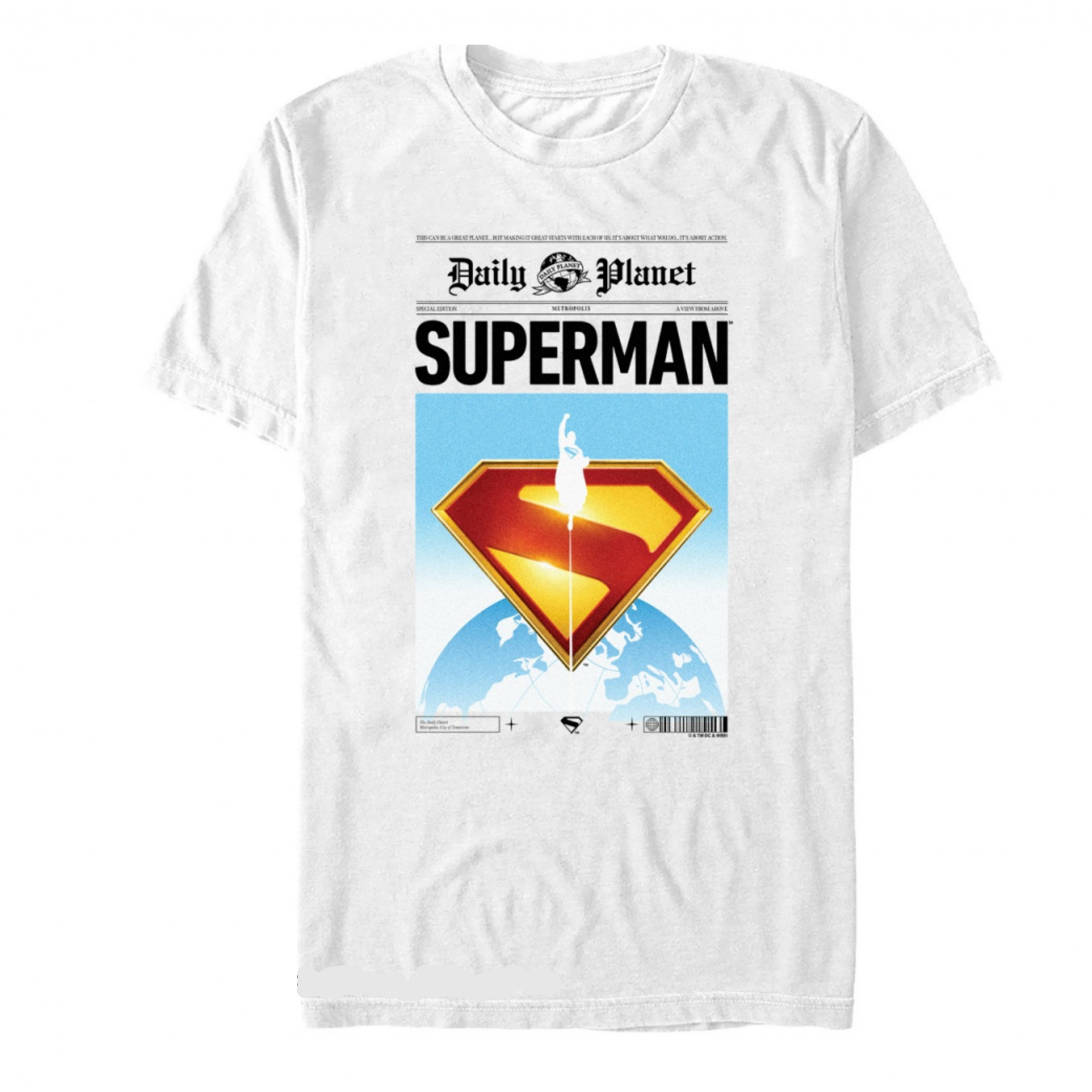 Superman Daily Planet Front Page with Logo T-shirt, White