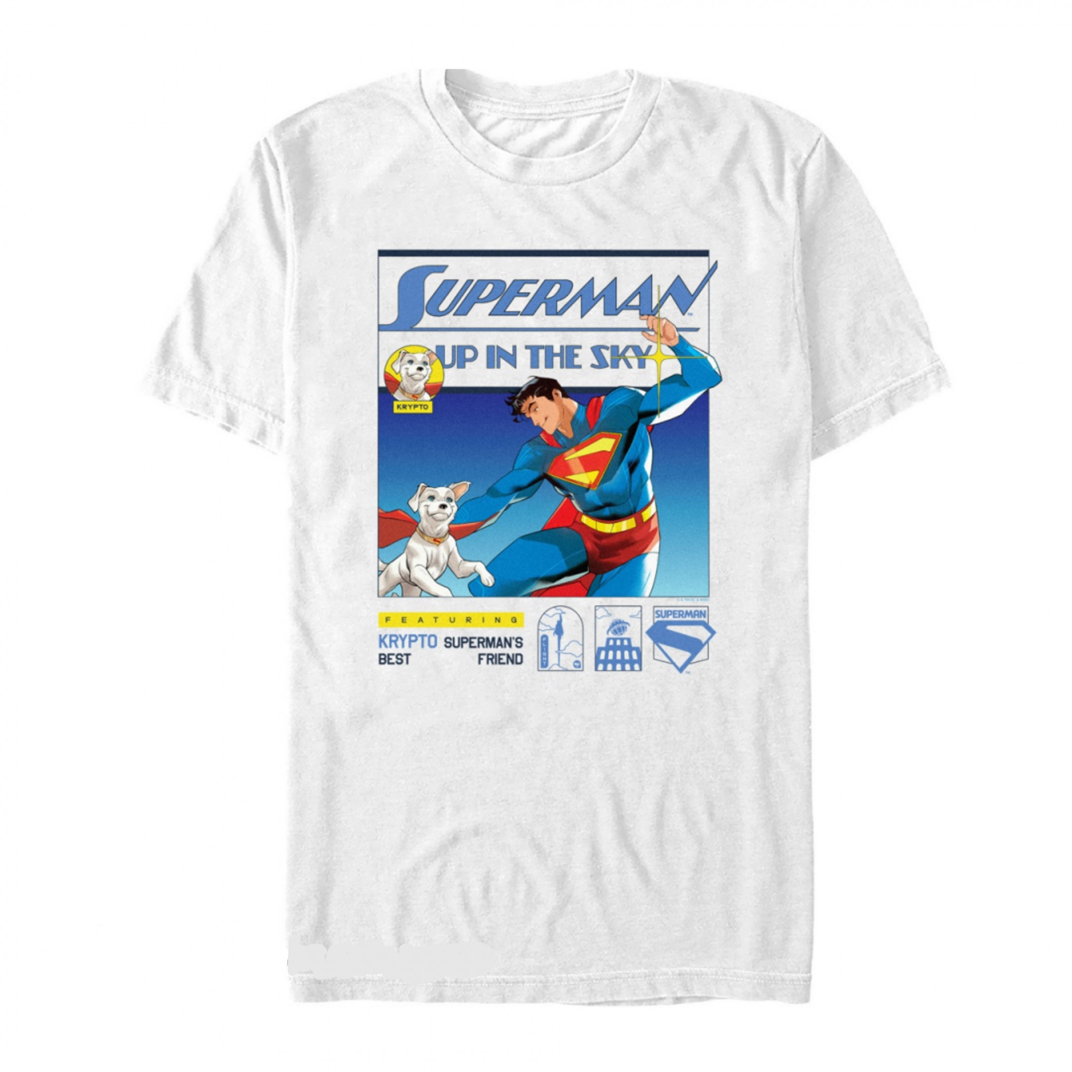 Superman & Krypto Up in the Sky T-shirt, White