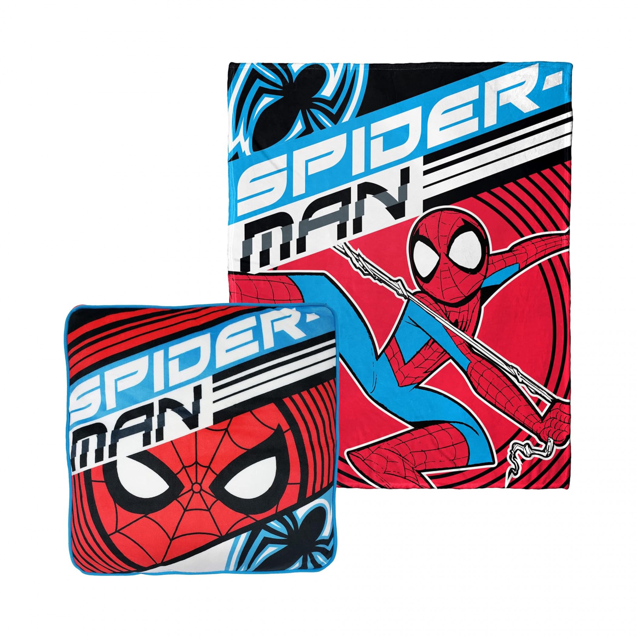 Spider-Man Cloud Stretch Pillow and Silk Touch Throw Blanket Set, Multi-Color