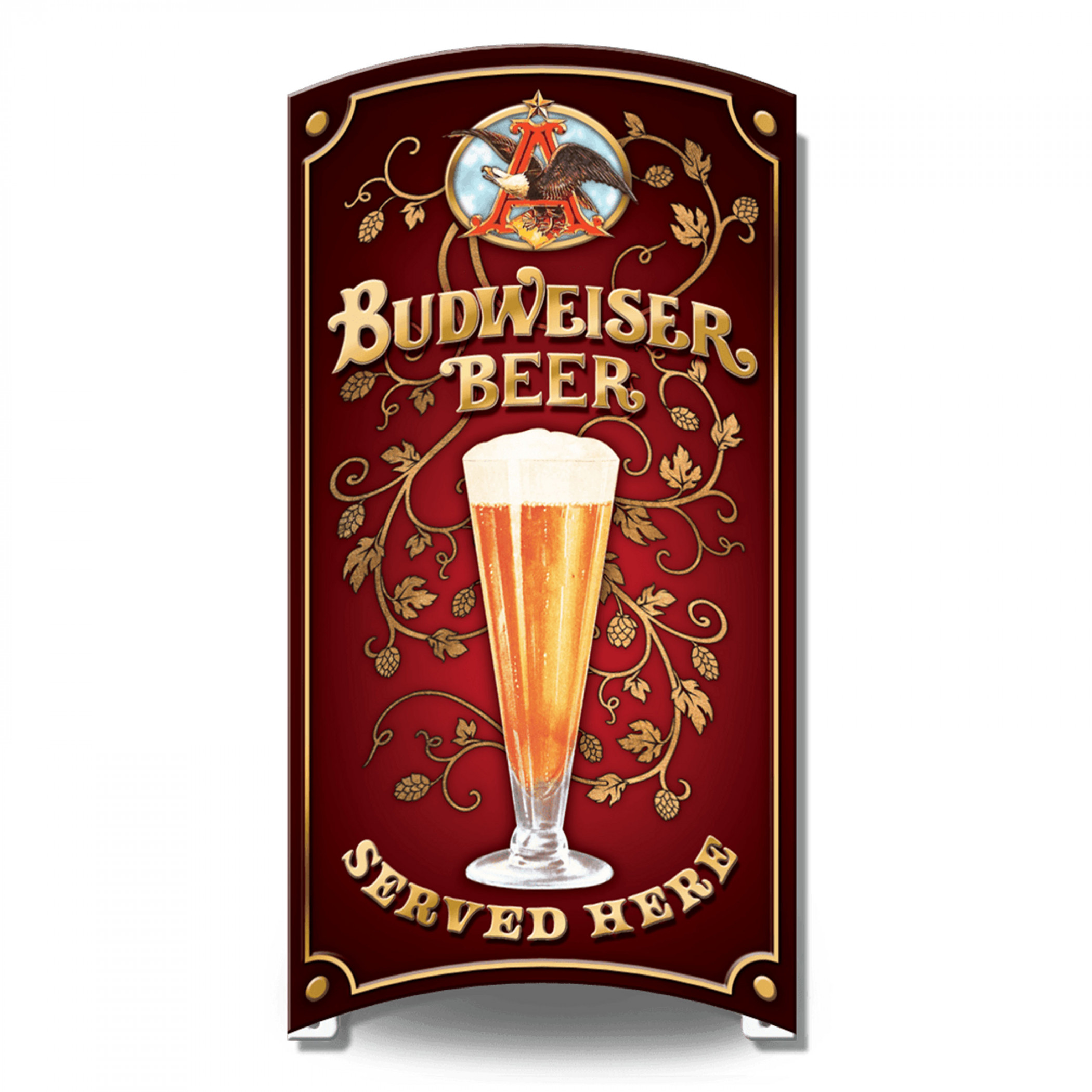 Budweiser Served Here Curved Tin Sign