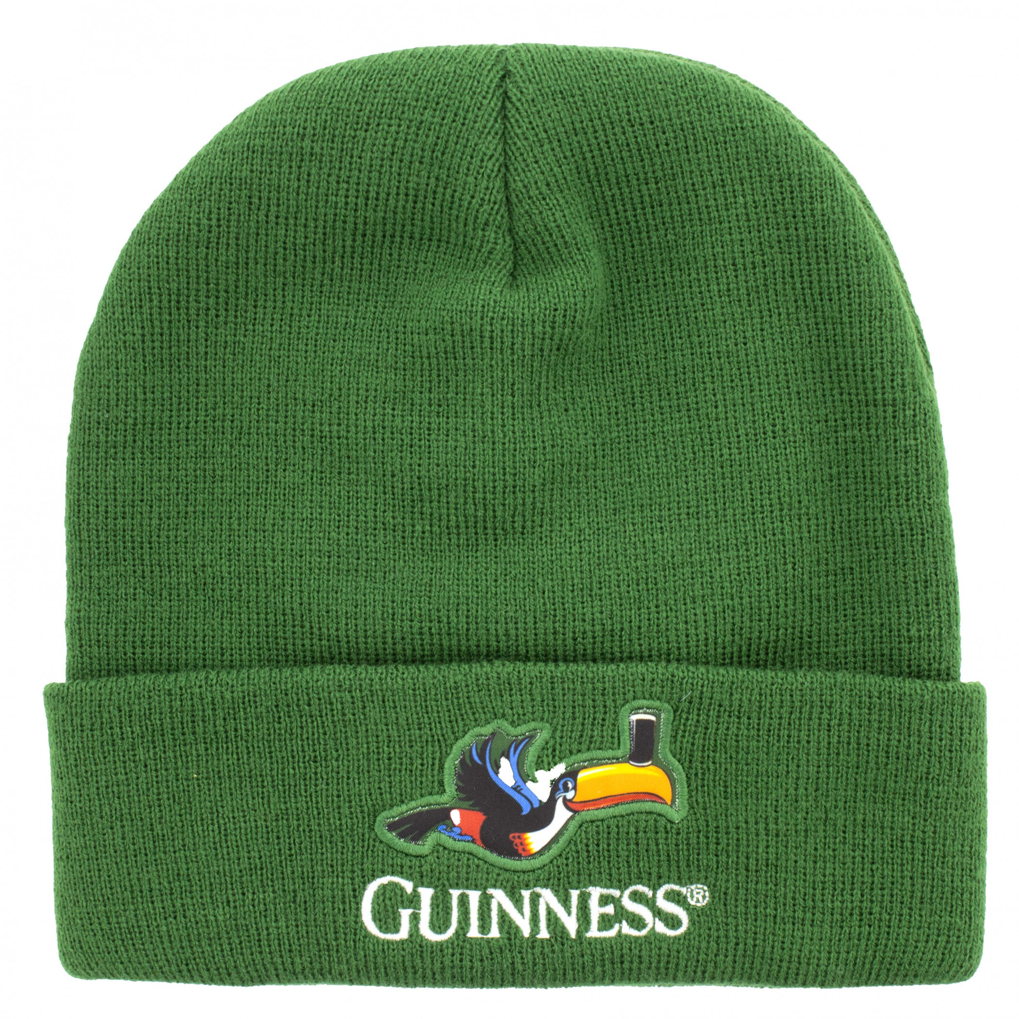 Guinness Beer Toucan Green Knit Cuffed Beanie
