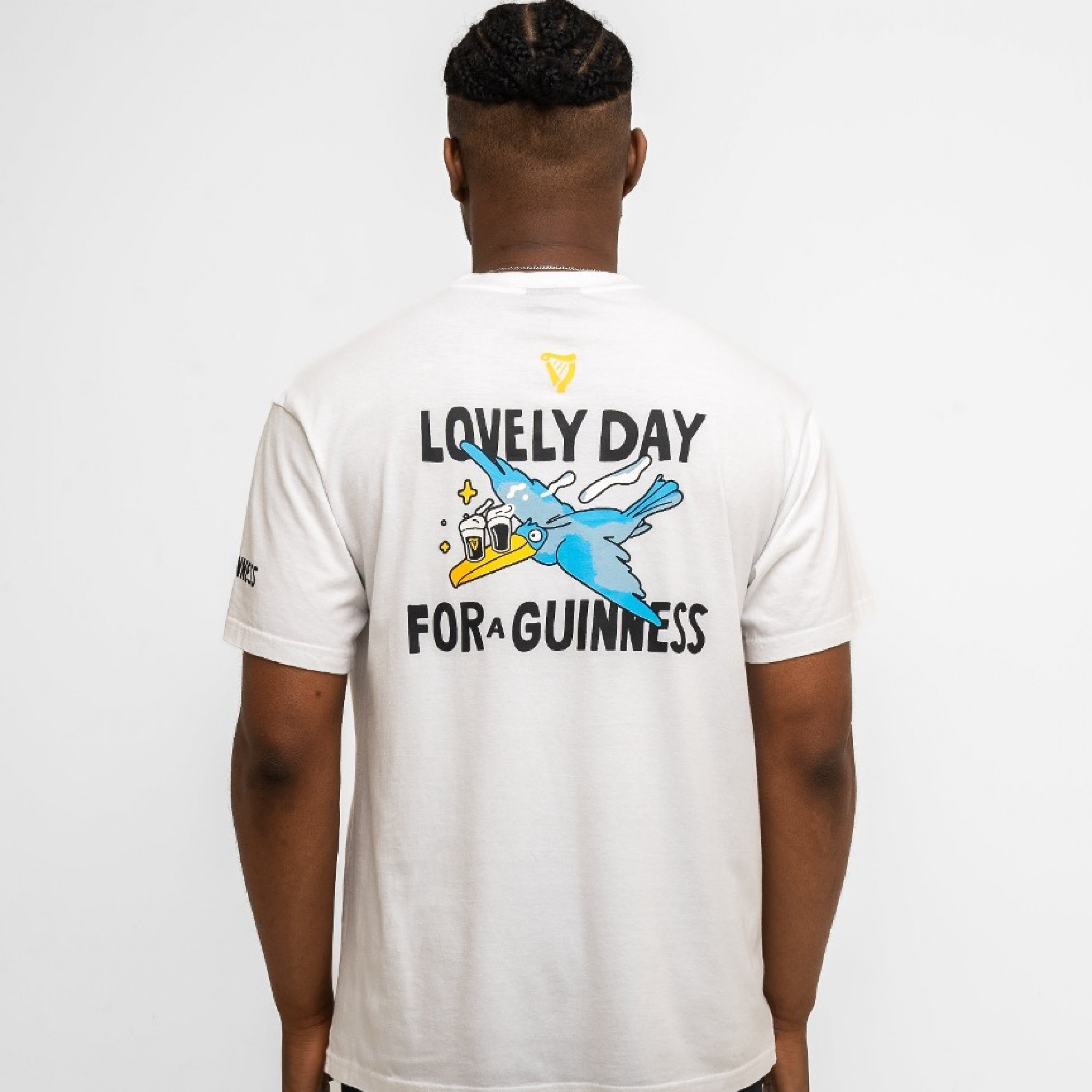 Guinness Seb Curi Lovely Day Back & Front Print White T-Shirt