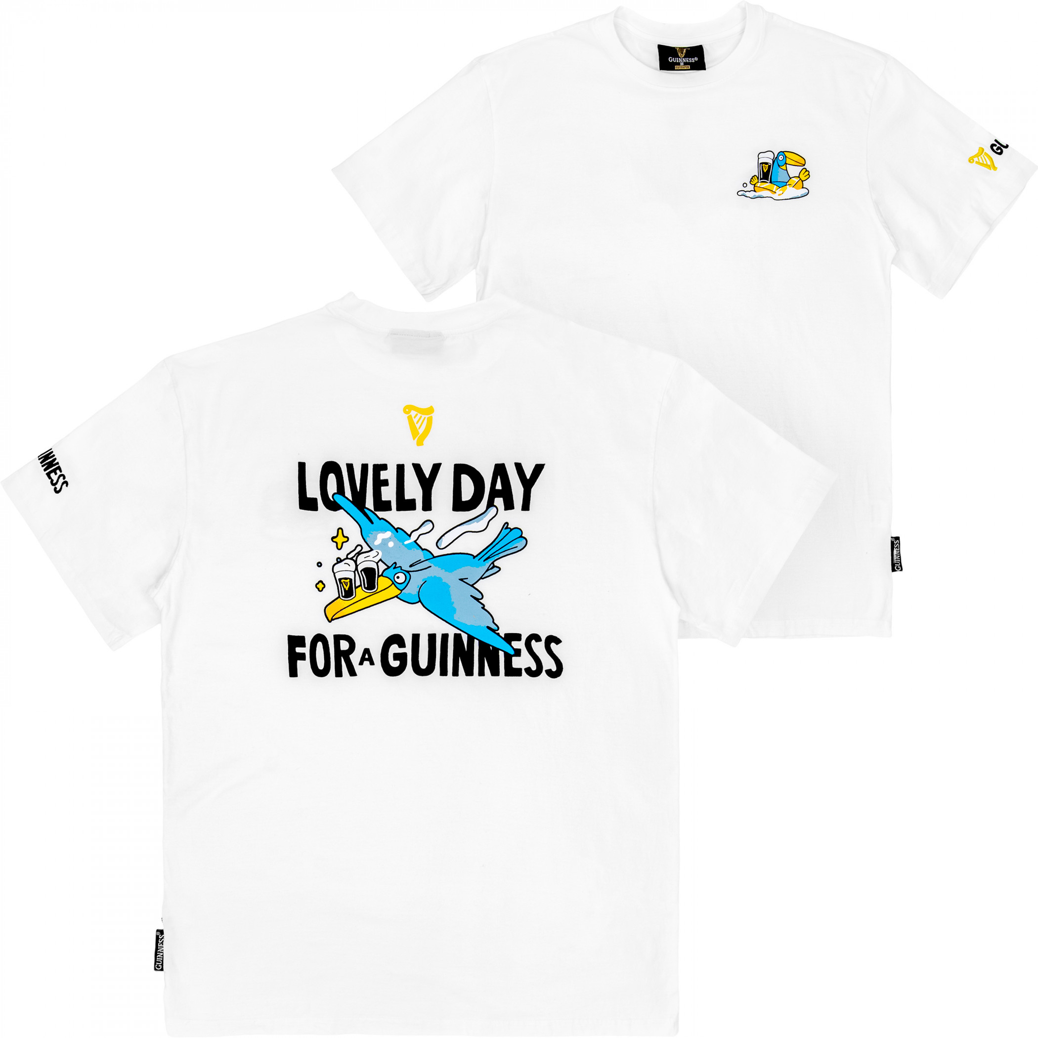 Guinness Seb Curi Lovely Day Back & Front Print White T-Shirt