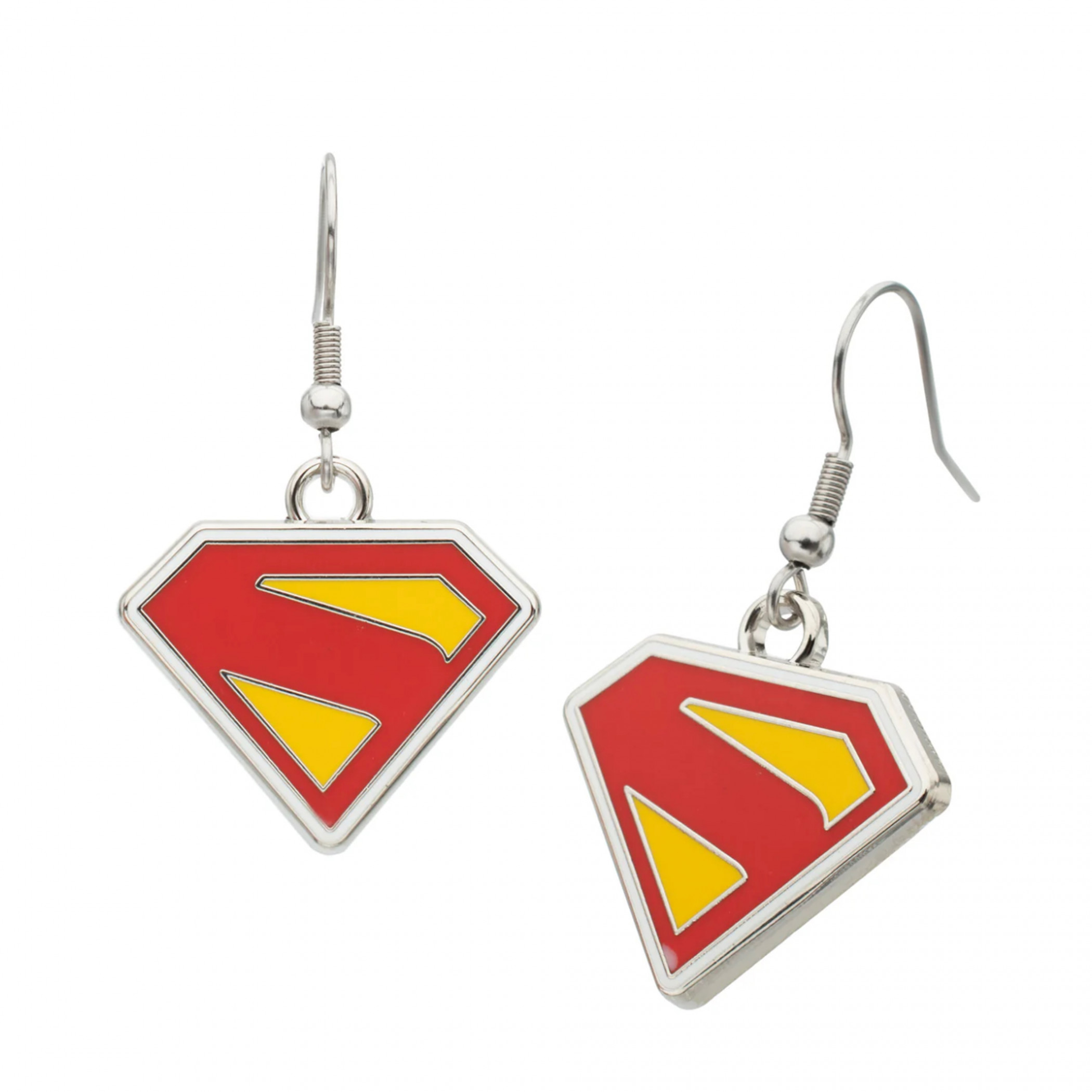 Superman Shield Stainless Steel Dangle Earrings, Multi-Color