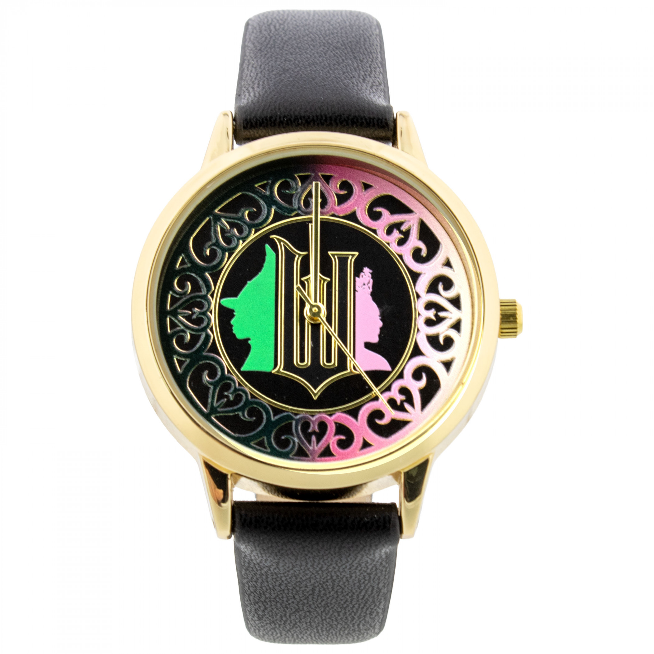 Wicked Analog Gold-Rimmed Face Watch with Black Straps, Multi-Color