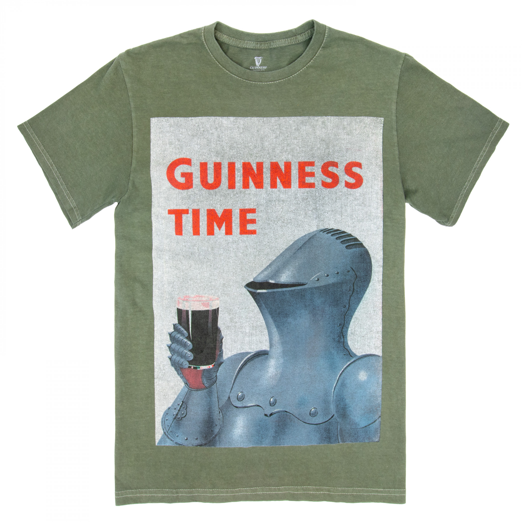 Guinness Time Medieval Knight Front Back Print Mineral Wash Premium T-Shirt