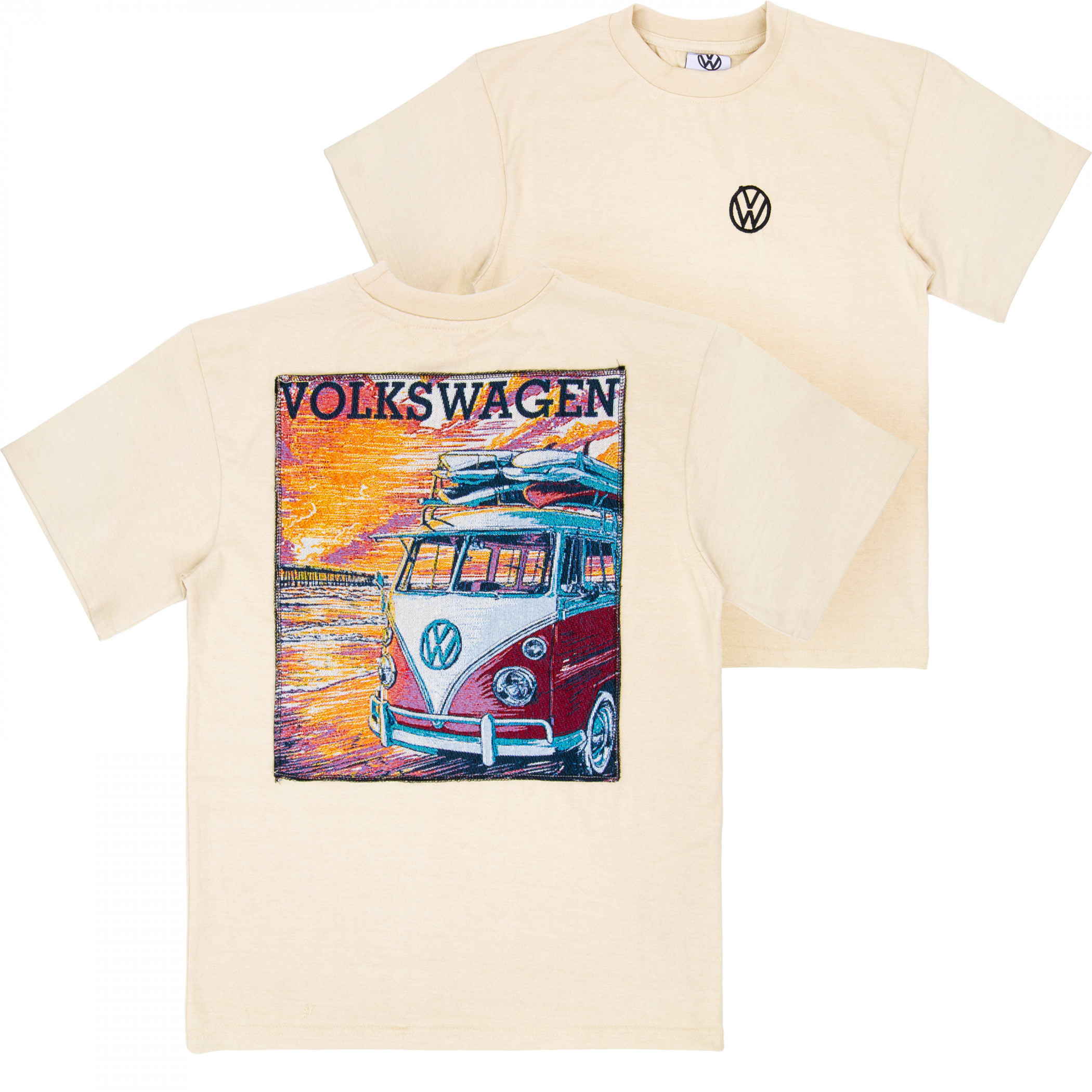 Volkswagen Sunset Embroidered Tapestry Front and Back T-Shirt