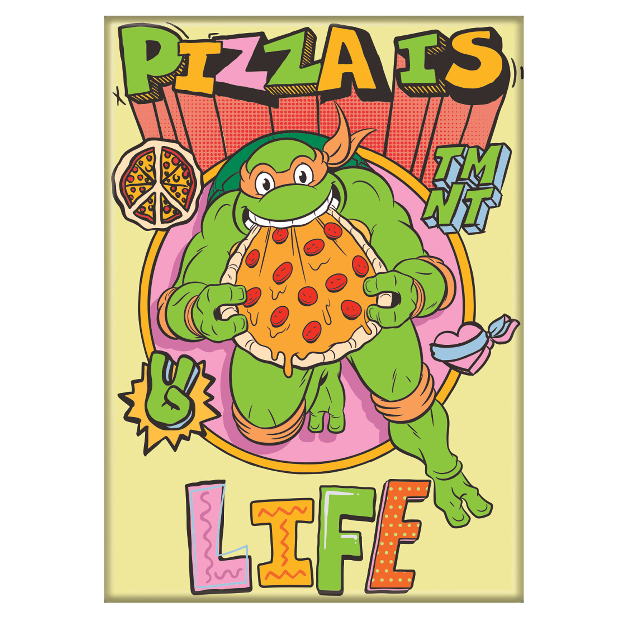 Teenage Mutant Ninja Turtles Mikey Pizza is Life Magnet, Multi-Color