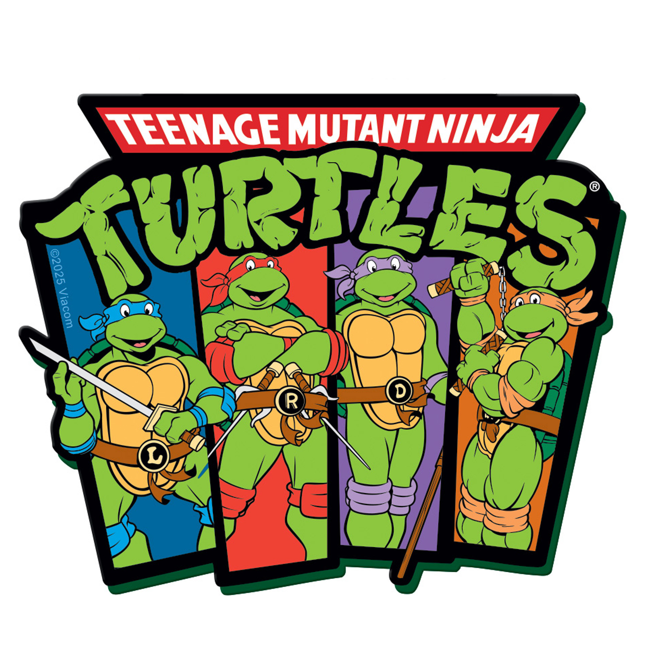 Teenage Mutant Ninja Turtles Logo Team Panels Die Cut Sticker, Multi-Color