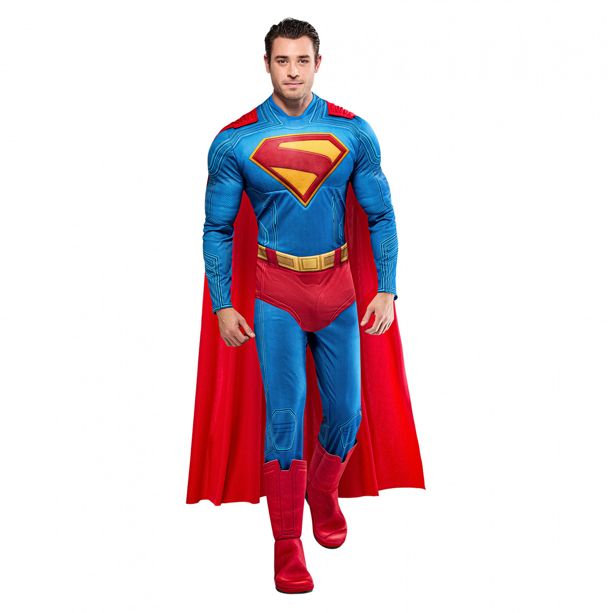 Superman James Gunn Logo Deluxe Adult Costume with Cape, Multi-Color