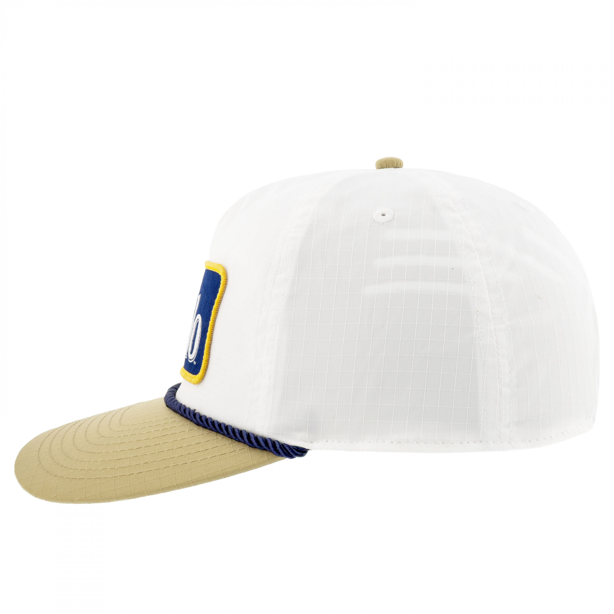Modelo White Woven Label Snapback Hat with Rope