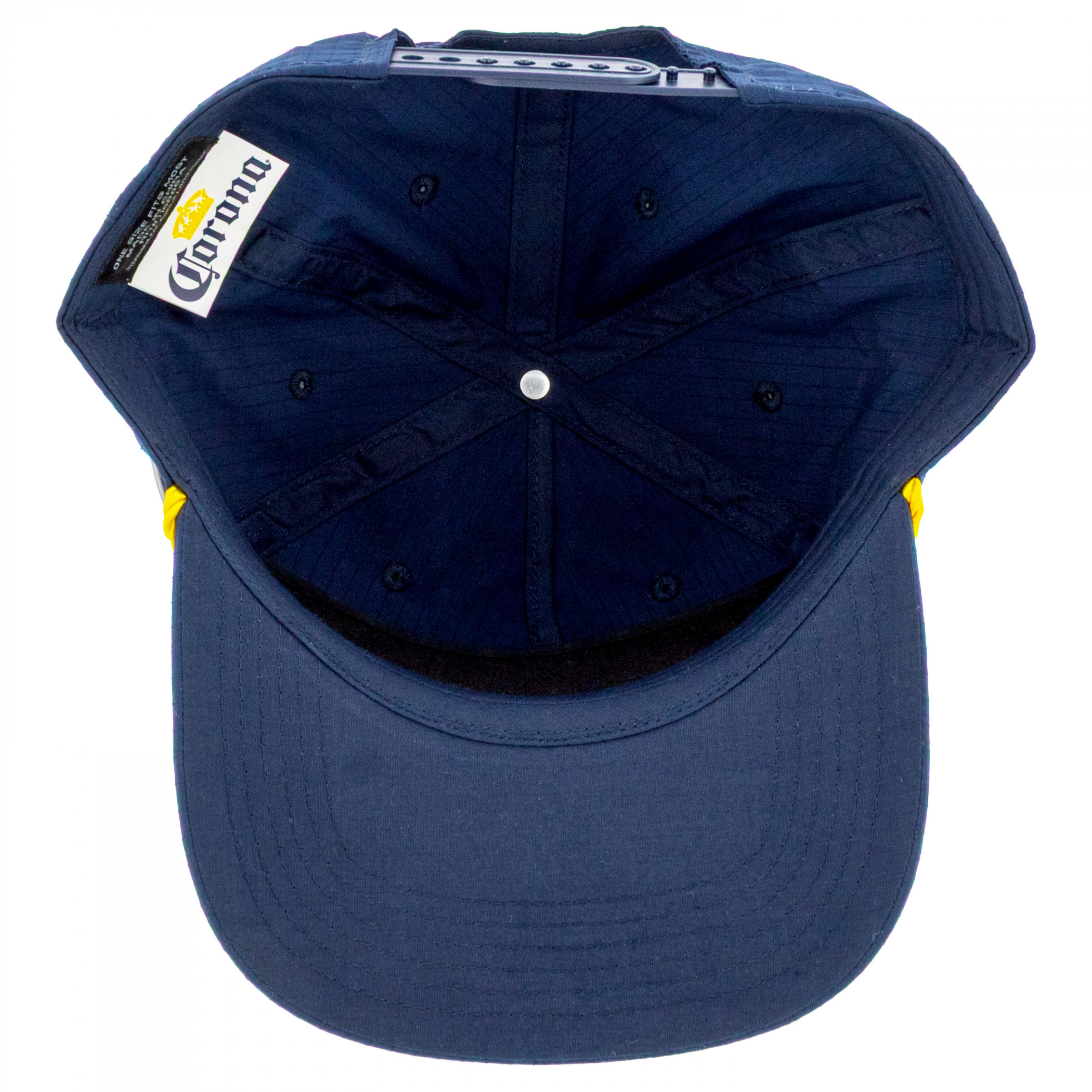 Corona Embroidered Logo Blue Snapback Hat with Yellow Rope
