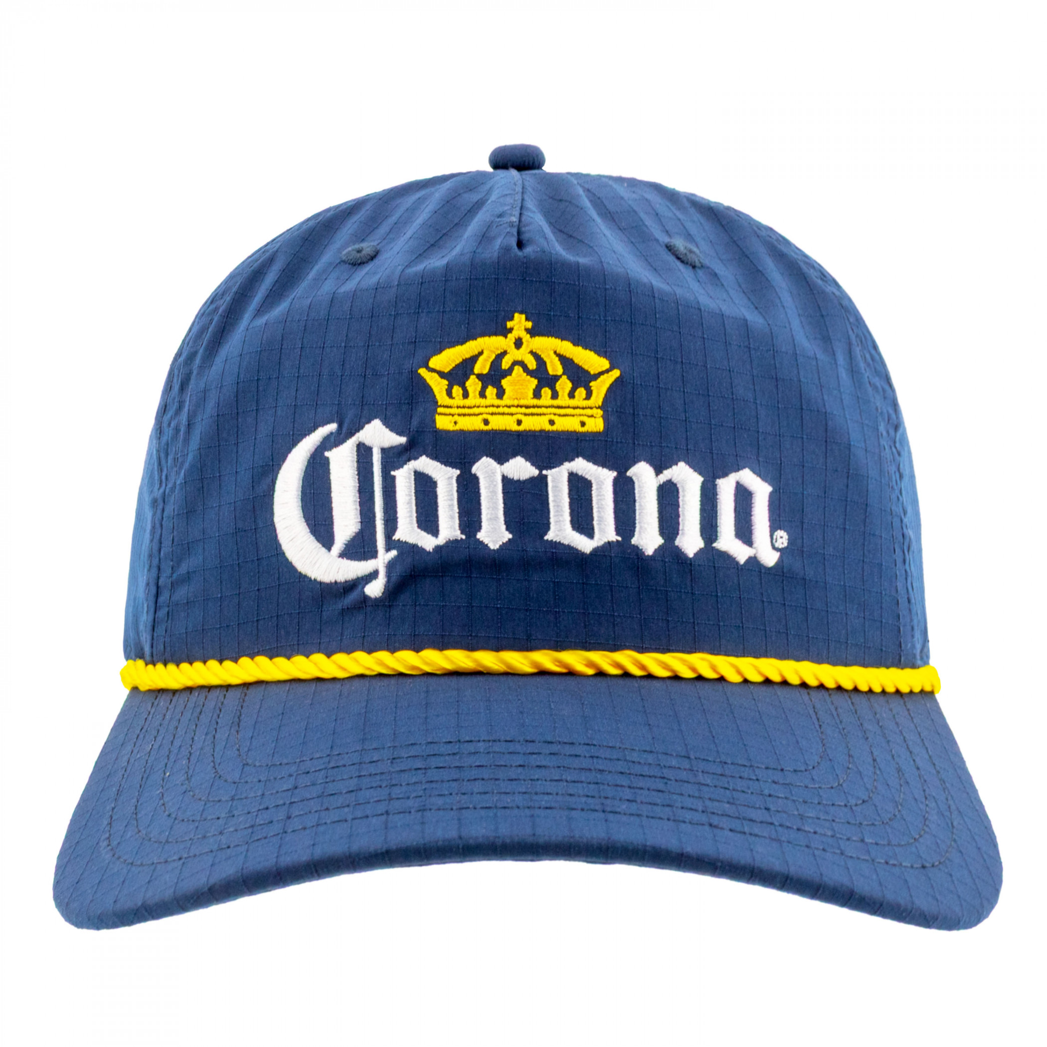 Corona Embroidered Logo Blue Snapback Hat with Yellow Rope