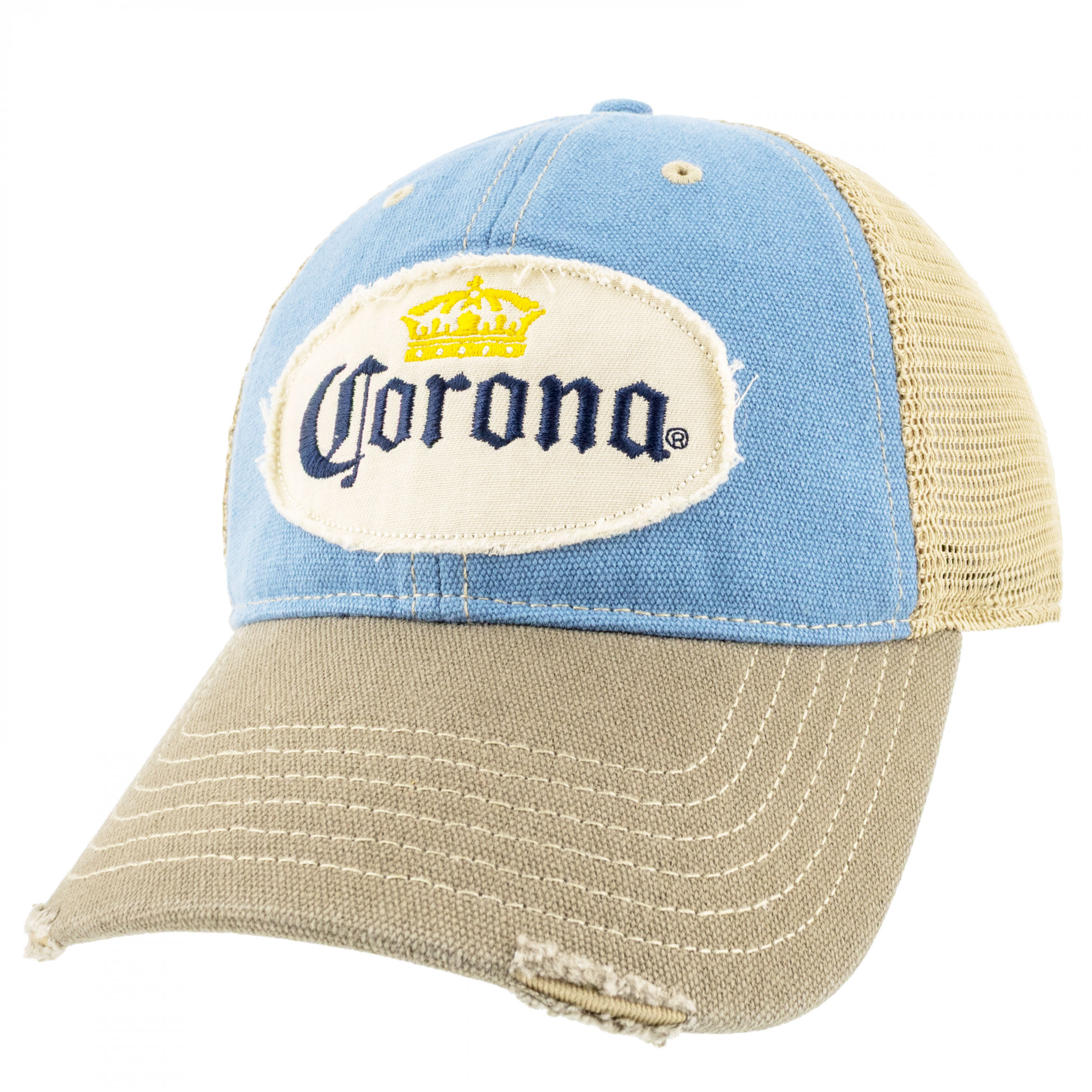 Corona Extra Distressed Patch Logo Snapback Hat with Mesh