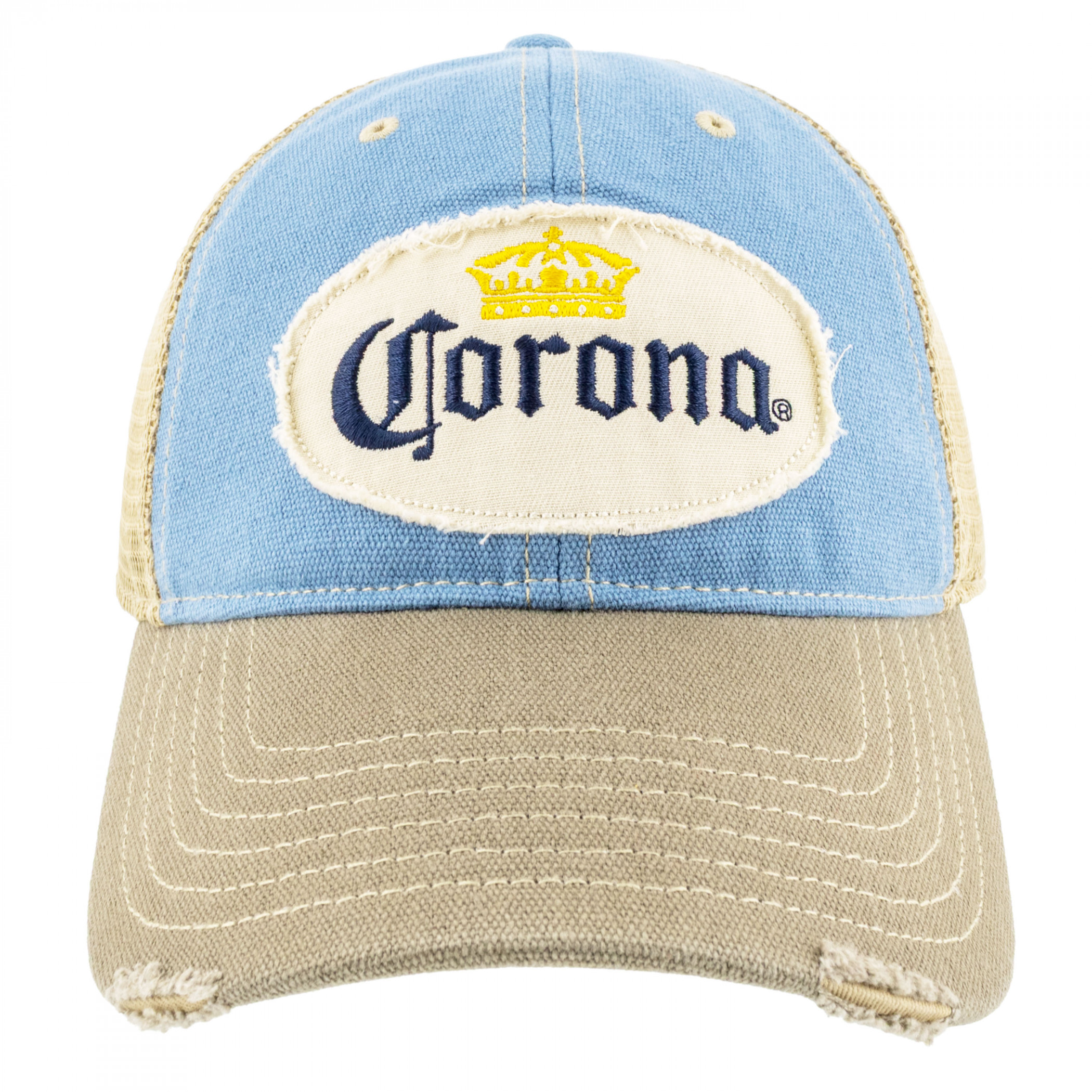 Corona Extra Distressed Patch Logo Snapback Hat with Mesh