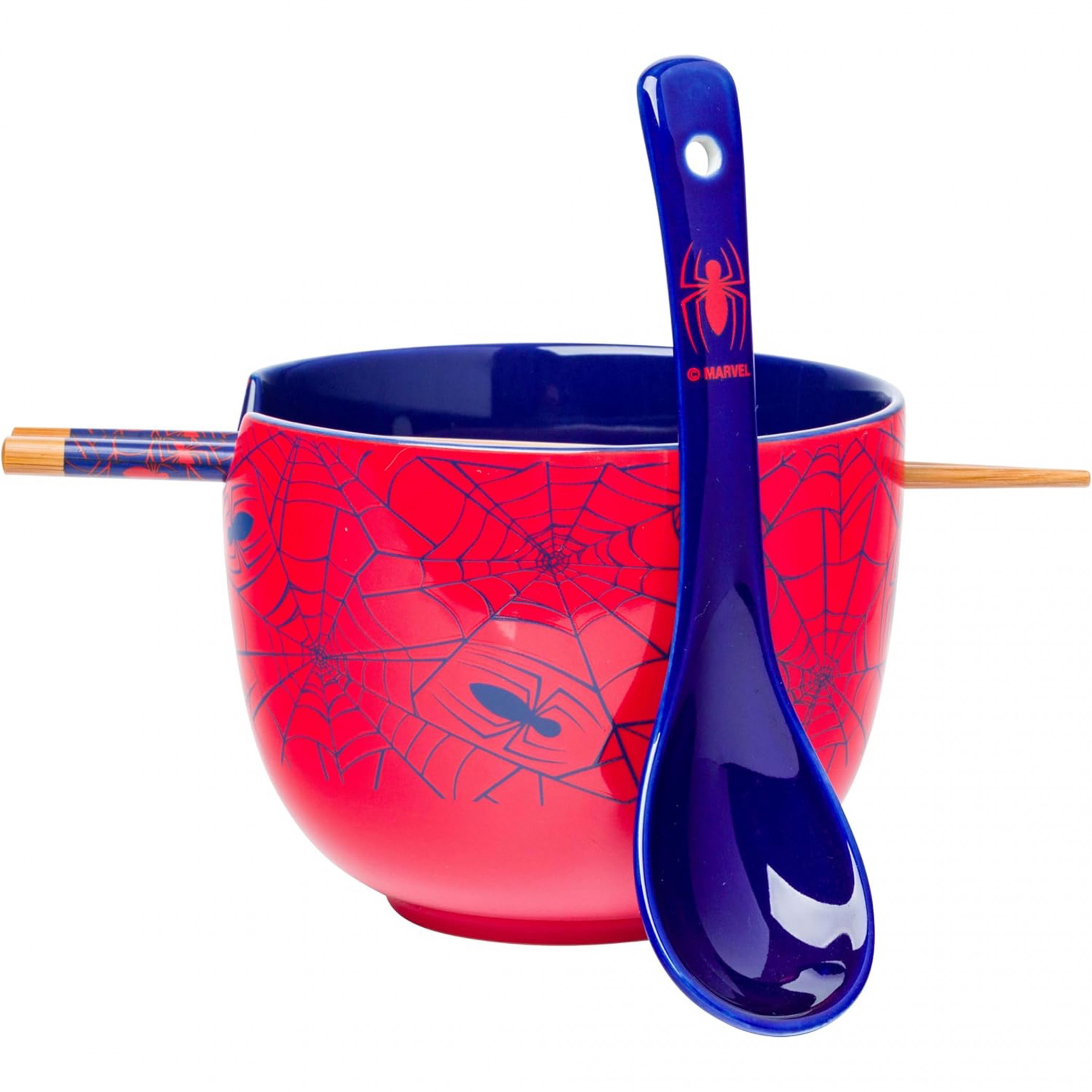 Spider-Man Spiders and Webs Ceramic Ramen Noodle Rice Bowl Set, Multi-Color