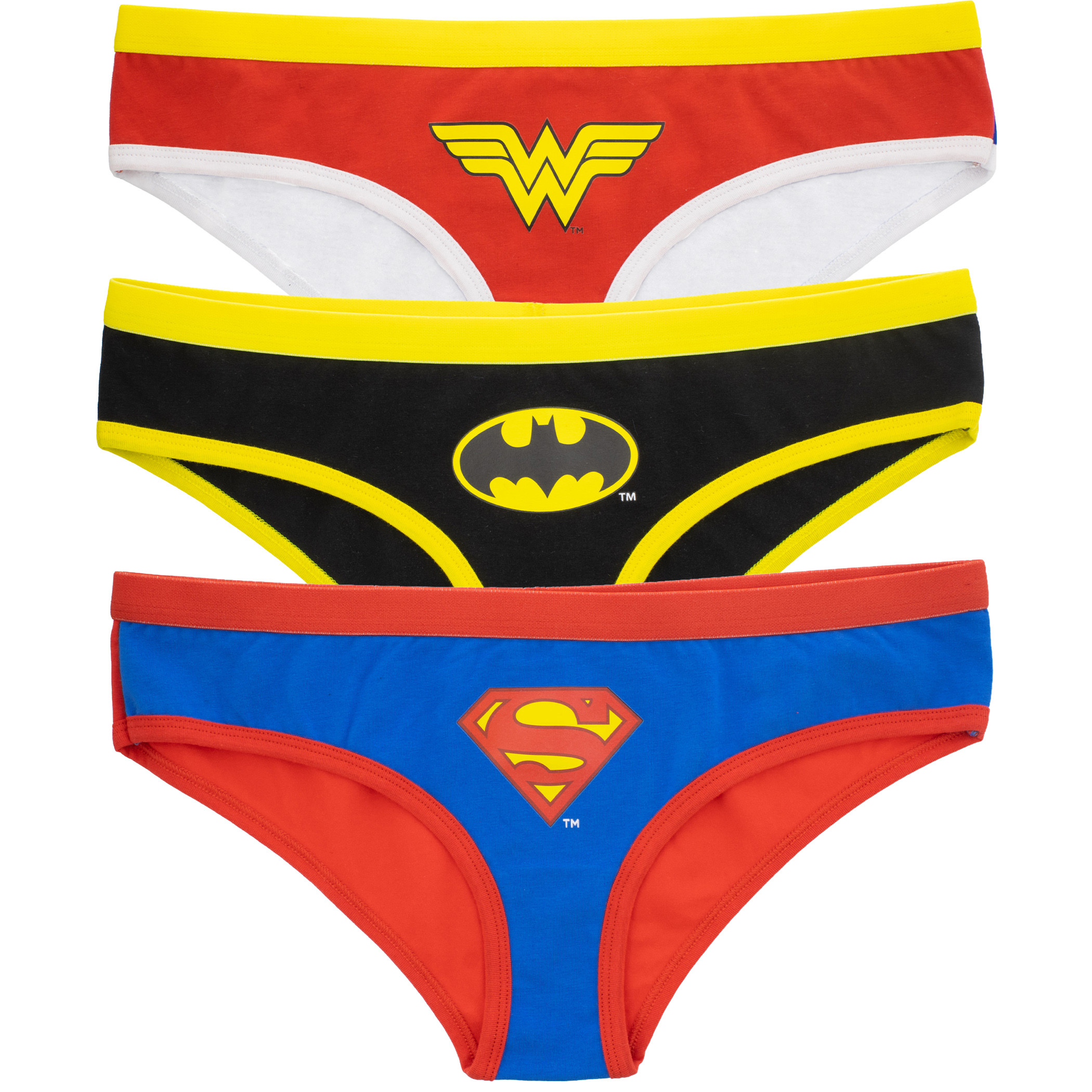 Justice League Women's Cosplay Bikini Panty Underwear 3-Pack, Multi-Color