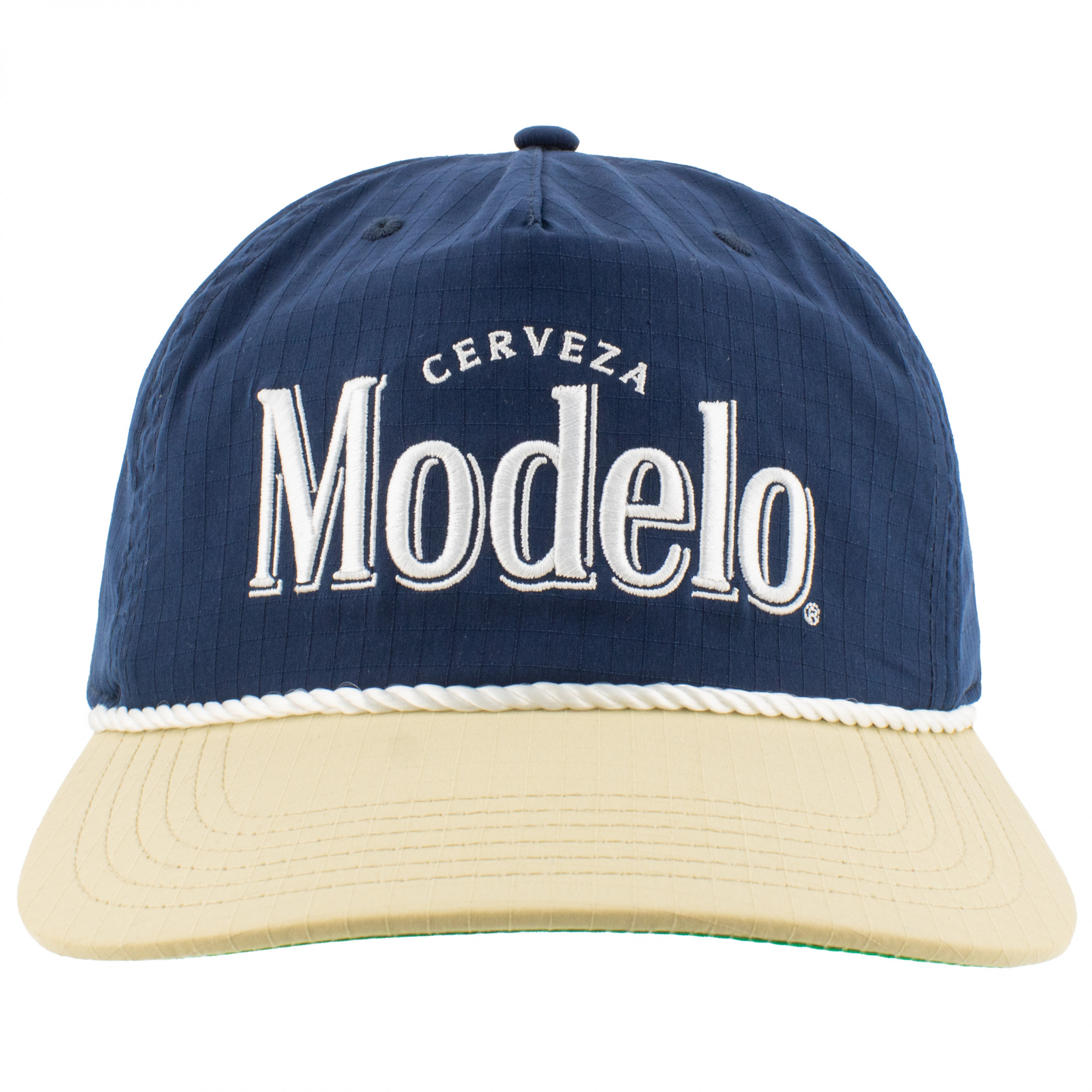 Modelo Embroidered Logo Tri Tone Snapback Hat with Rope