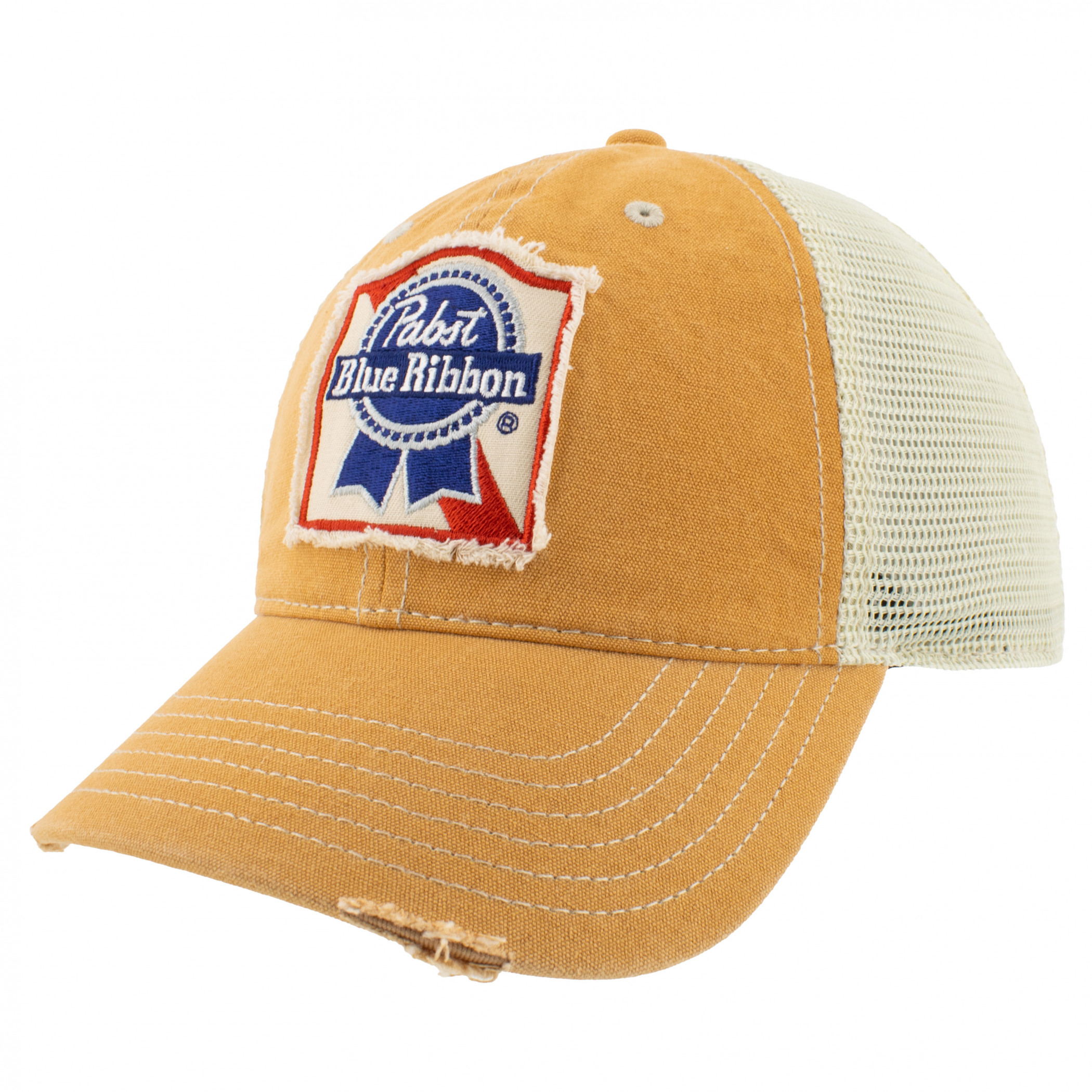 Pabst Blue Ribbon Patch Distressed Mesh Back Hat
