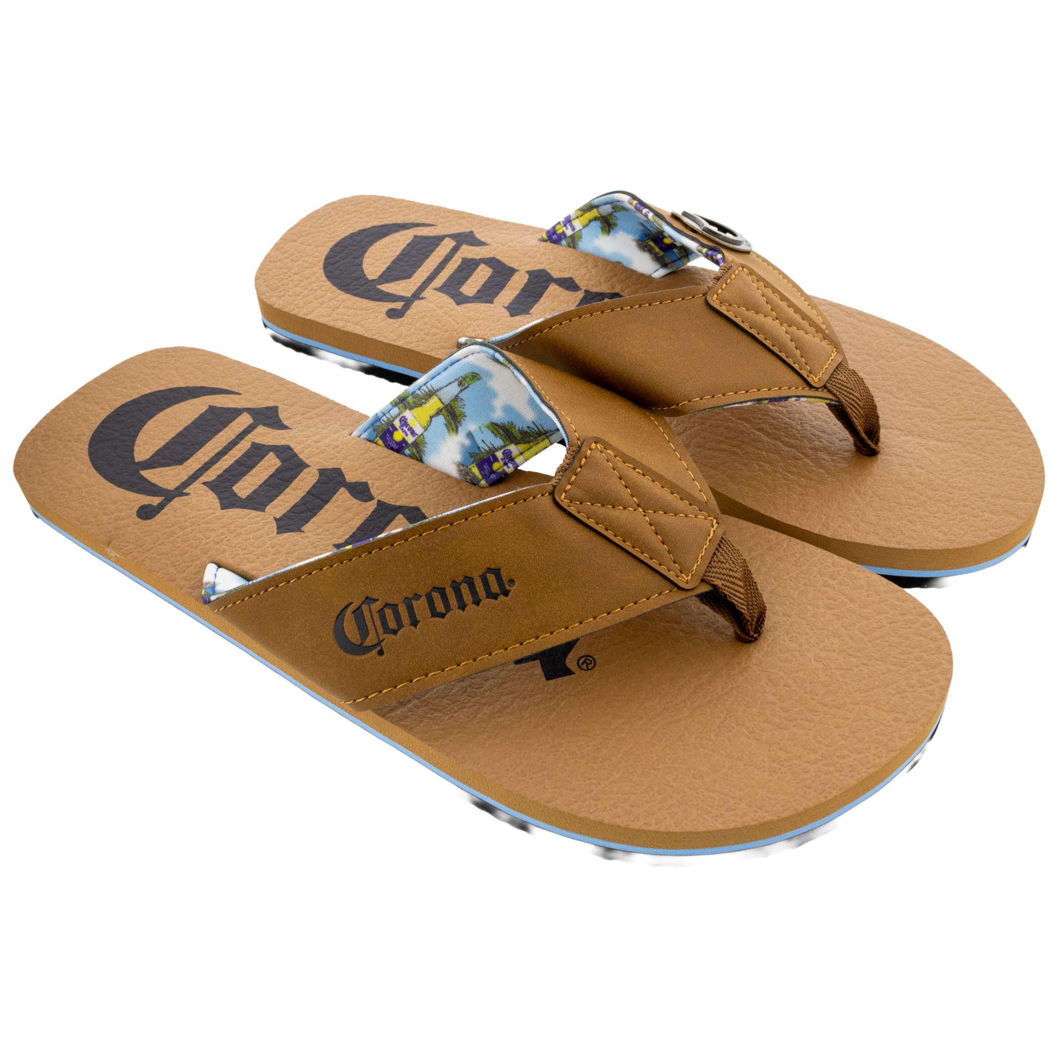 Corona Extra Bottle Strap Flip Flop Sandals with Bottle Opener