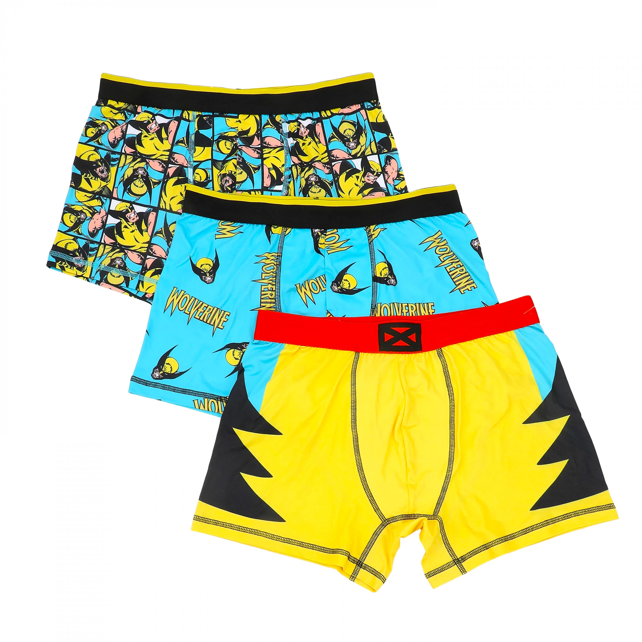 Wolverine Armor and Comic Art 3-Pair Pack of Boxer Briefs, Multi-Color