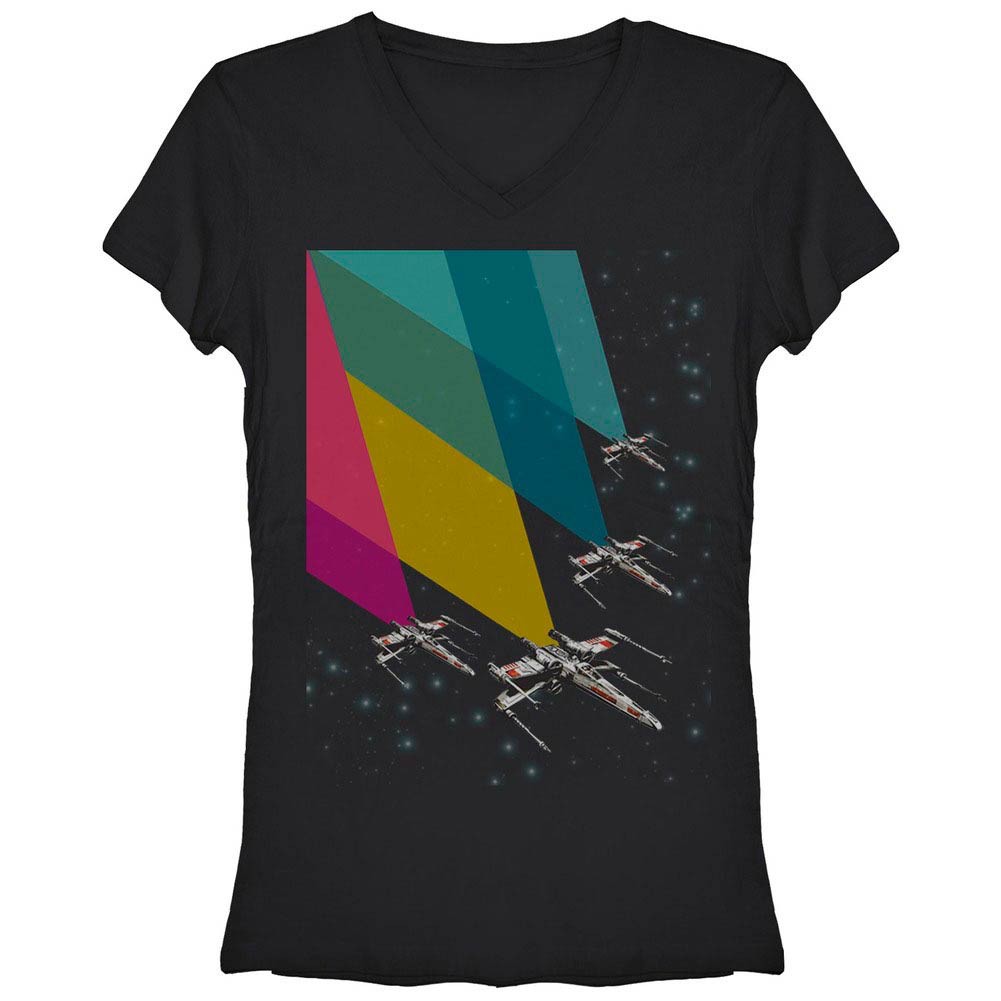Star Wars Chroma Flight Black Juniors V Neck T-Shirt, Black