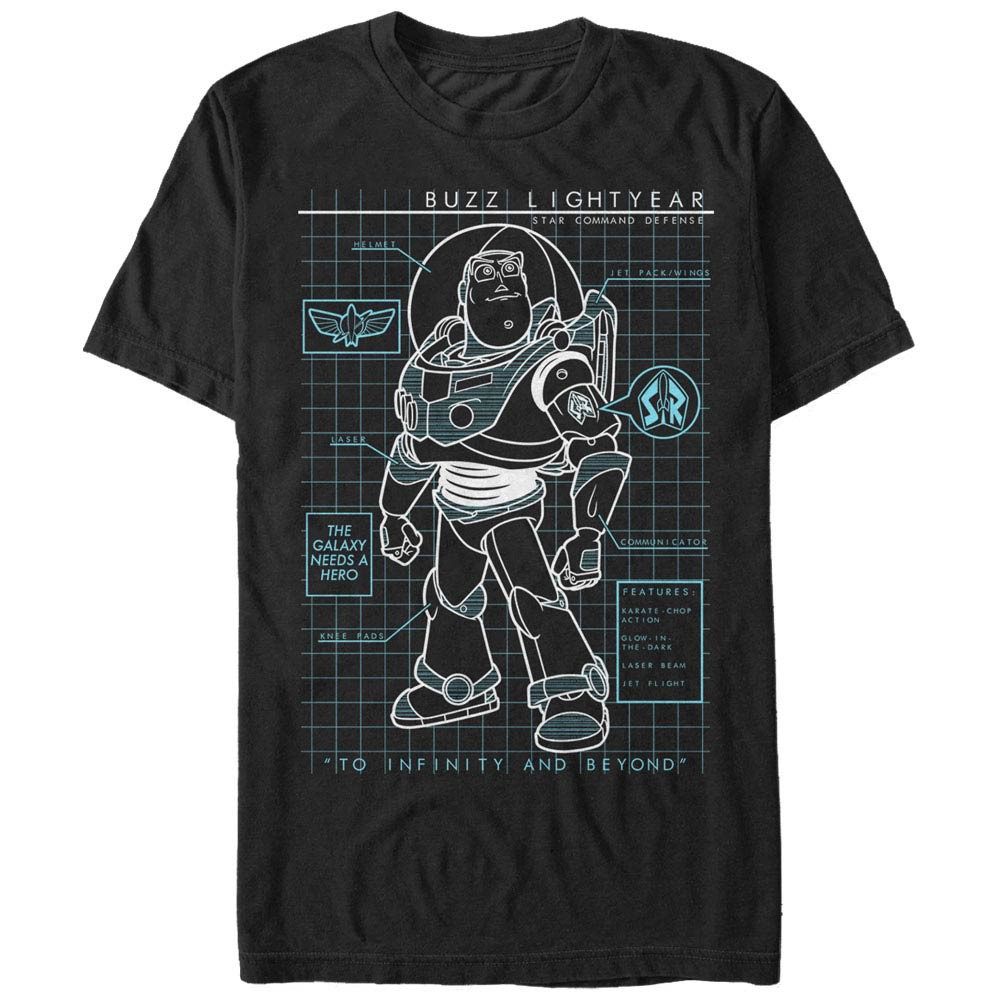 Disney Pixar Toy Story 1-3 Buzz Schematic Black T-Shirt